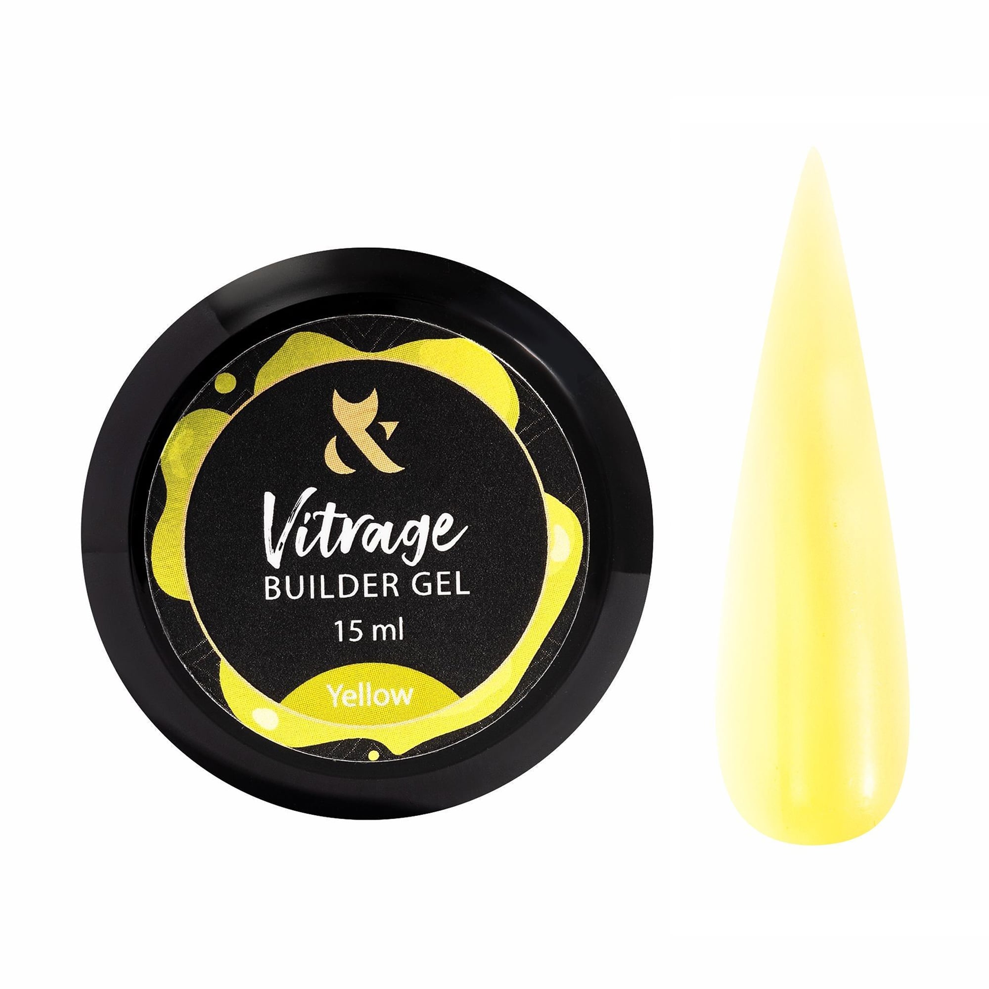 Вітражний будівельний гель для нігтів F.O.X Vitrage Builder Gel, Yellow, 15 мл