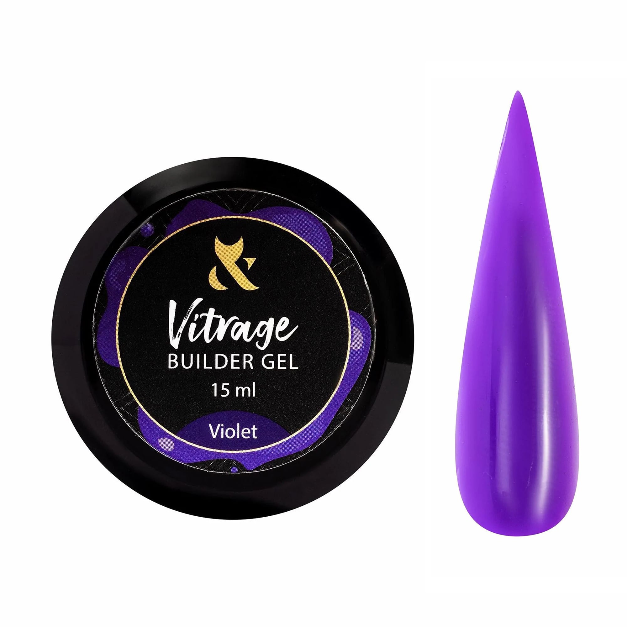 Вітражний будівельний гель для нігтів F.O.X Vitrage Builder Gel, Violet, 15 мл