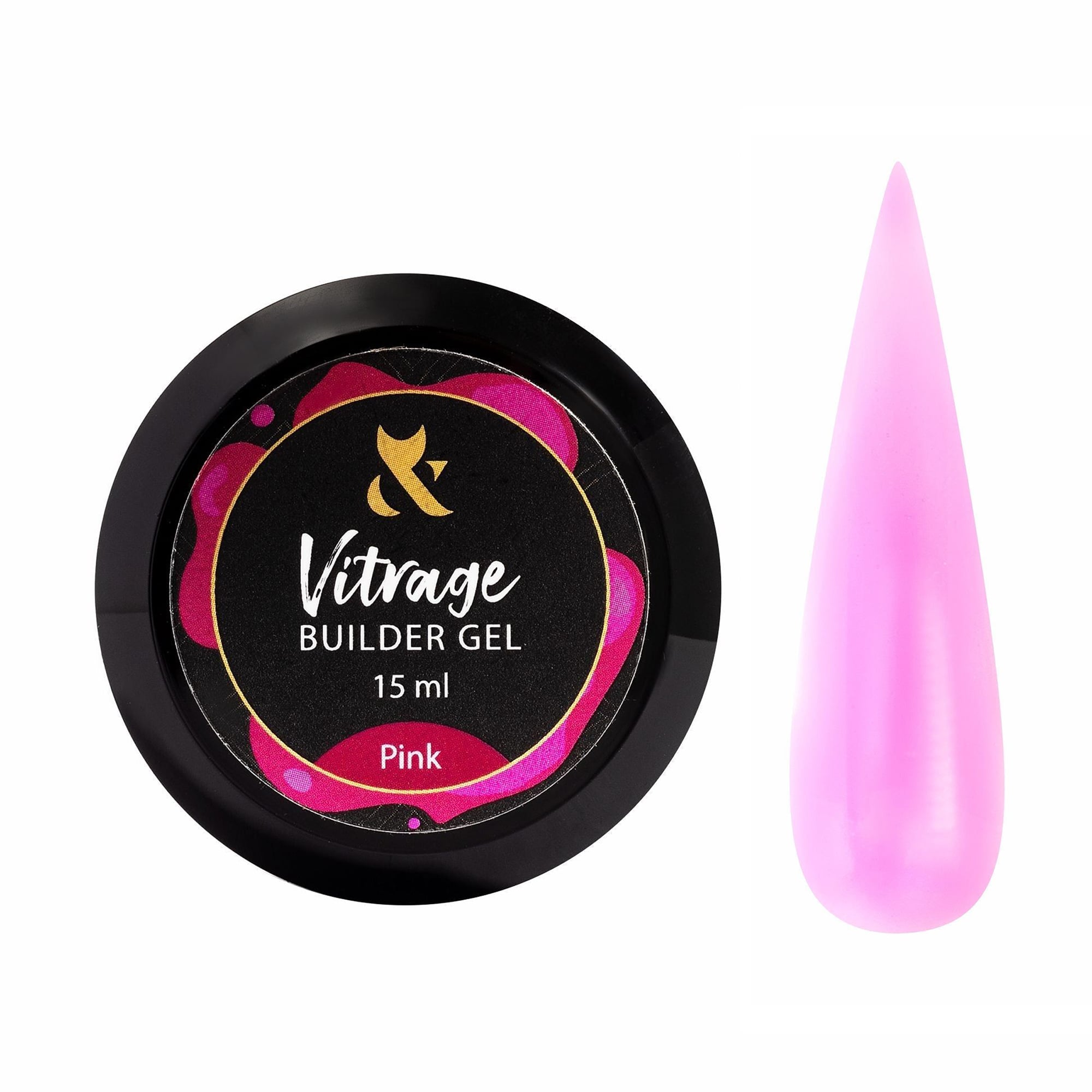 Вітражний будівельний гель для нігтів F.O.X Vitrage Builder Gel, Pink, 15 мл