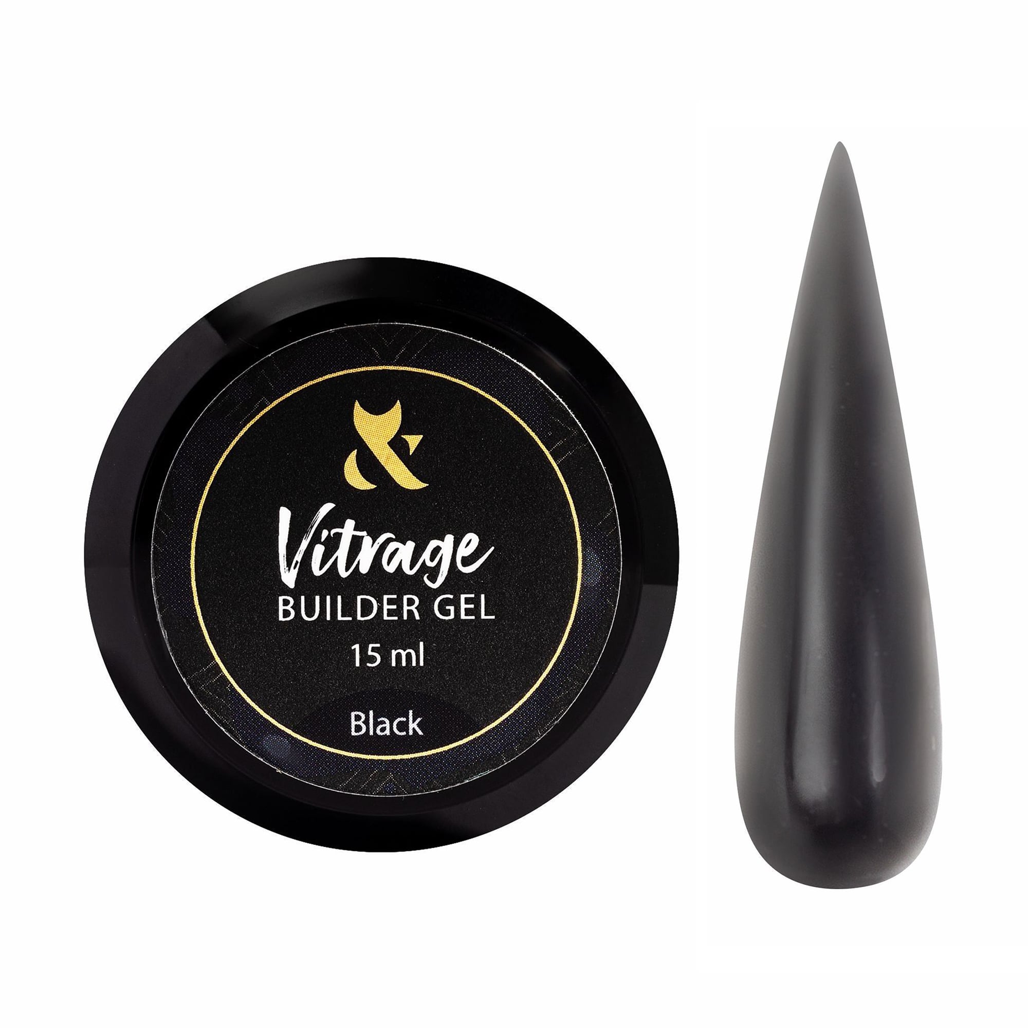 Вітражний будівельний гель для нігтів F.O.X Vitrage Builder Gel, Black, 15 мл