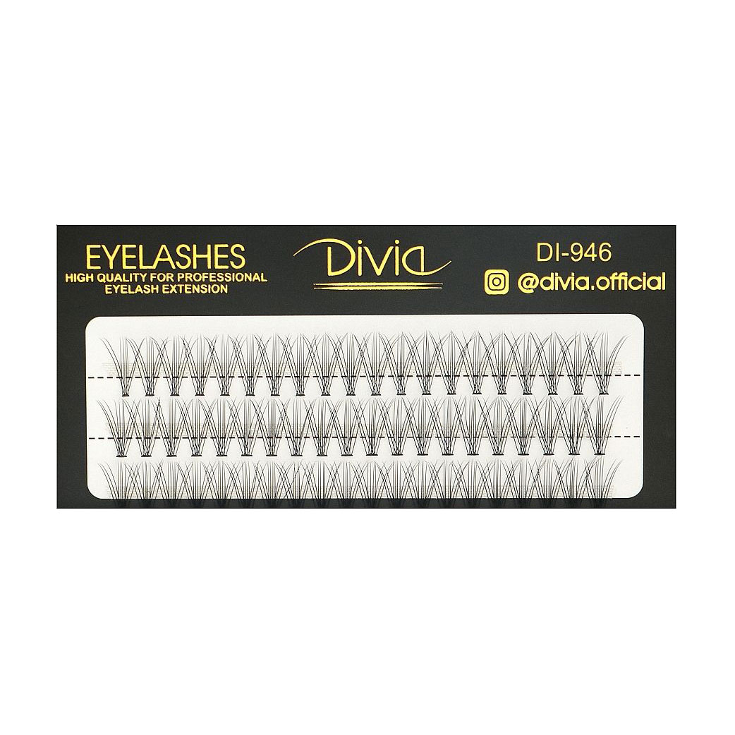 Вії пучкові Divia Eyelashes в касеті, 8 мм + 10 мм + 12 мм (Di946 mix)