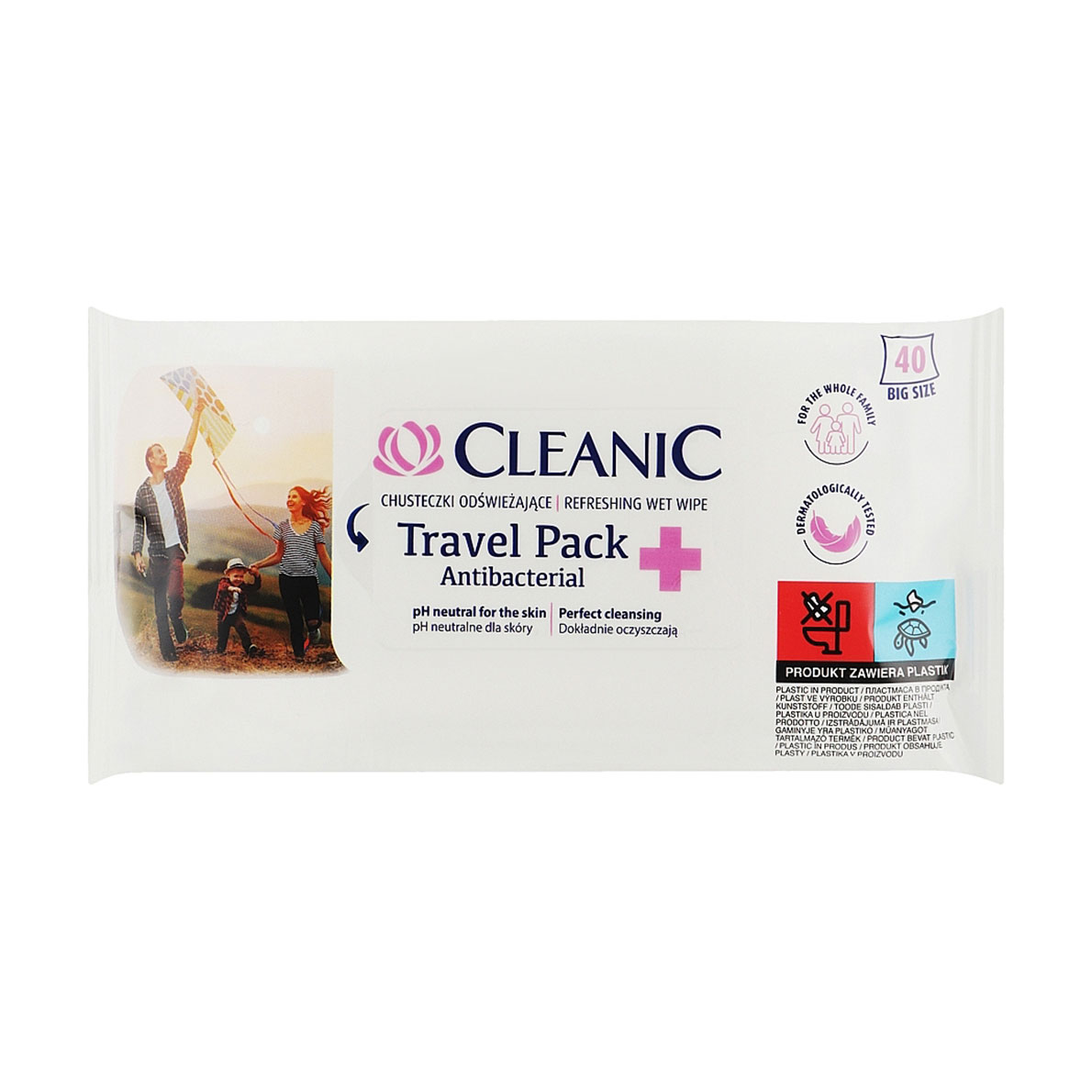 Вологі антибактеріальні серветки Cleanic Antibacterial Travel Pack, 40 шт