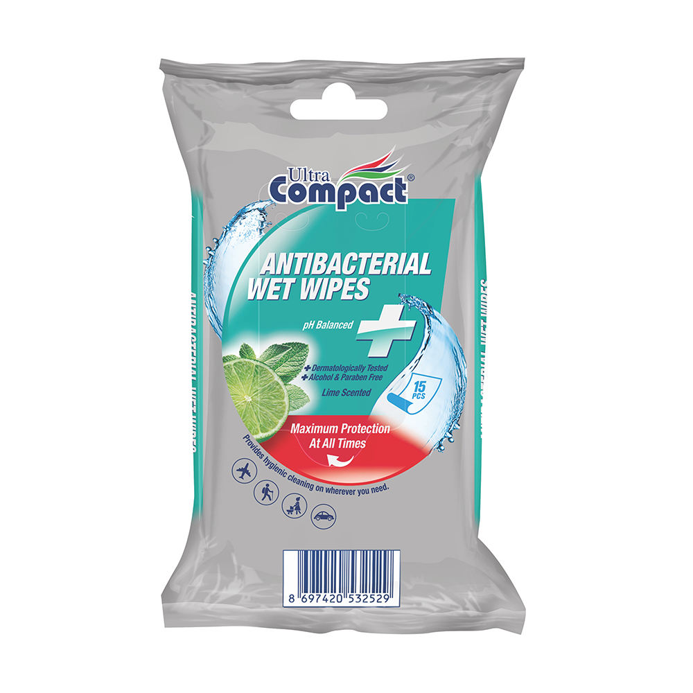 Вологі антибактеріальні серветки Ultra Compact Wet Wipes, 15 шт