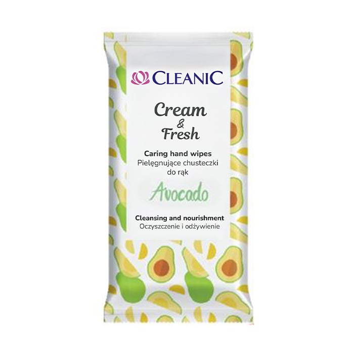 Вологі освіжальні серветки для рук Cleanic Cream &amp; Fresh Avocado, 15 шт