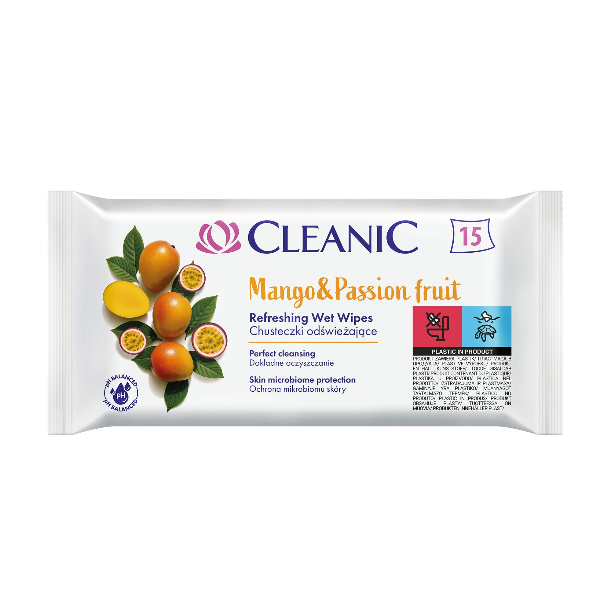 Вологі серветки Cleanic Mango &amp; Passion Fruit, 15 шт