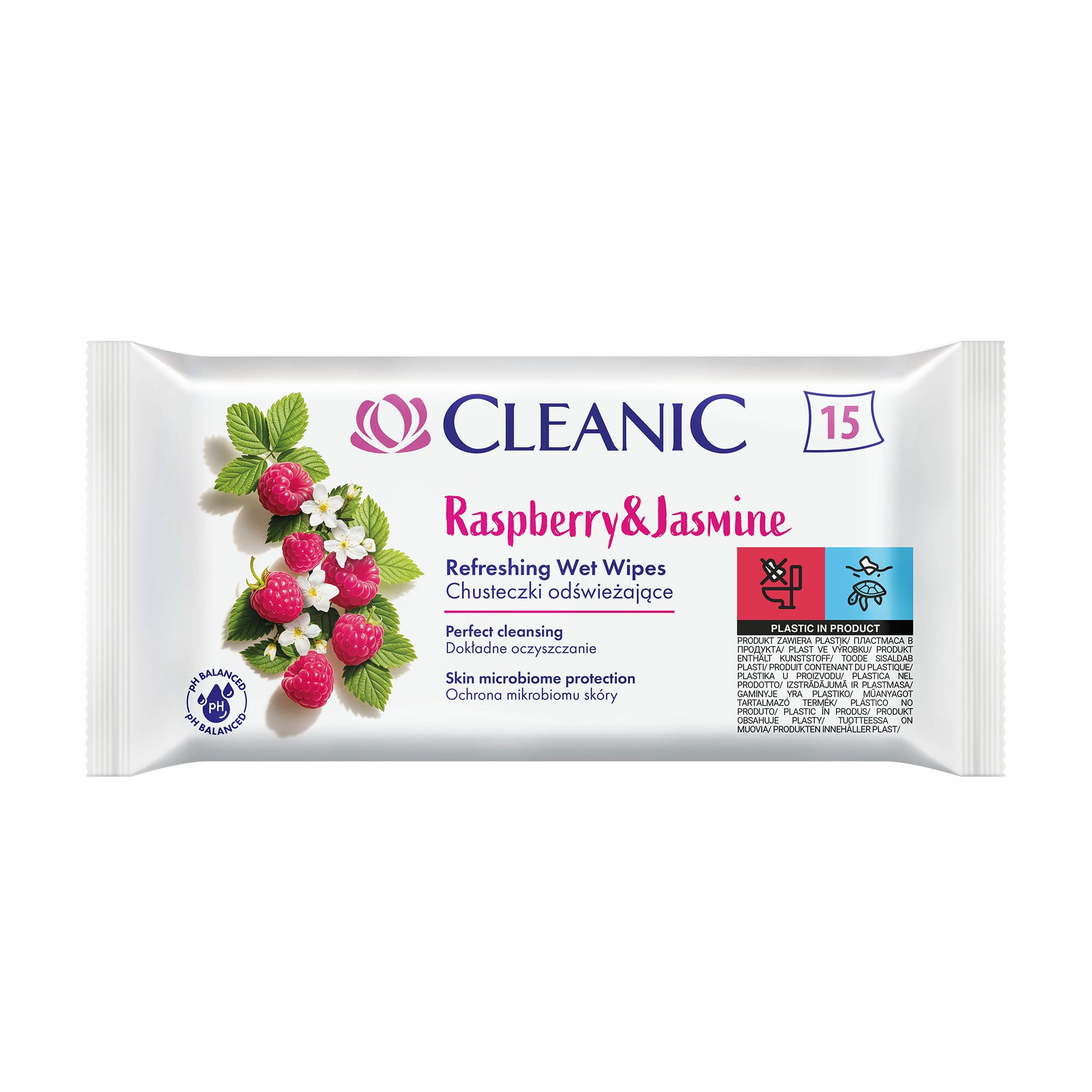 Вологі серветки Cleanic Raspberry &amp; Jasmine, 15 шт