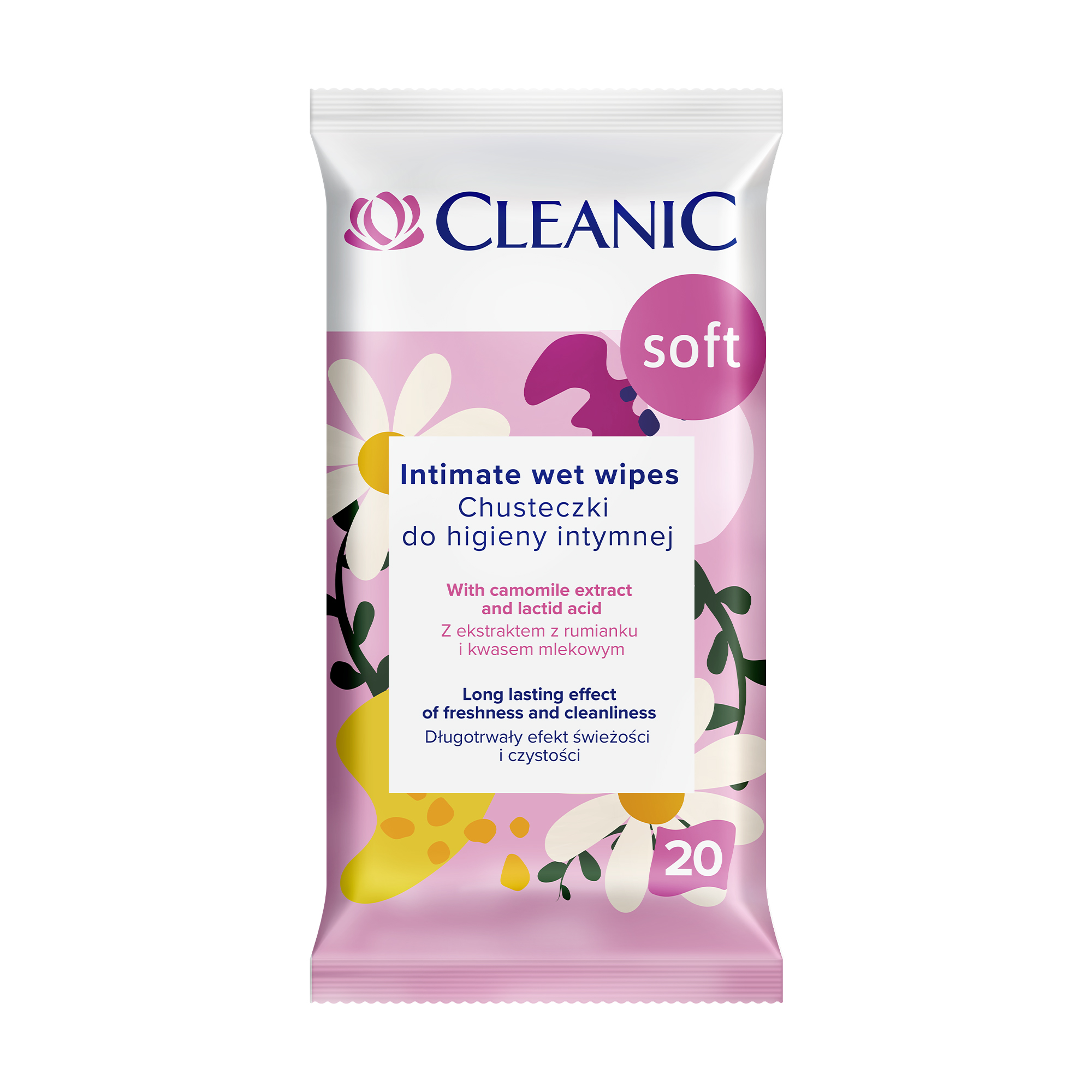 Вологі серветки для інтимної гігієни Cleanic Soft Intimate Wet Wipes, 20 шт