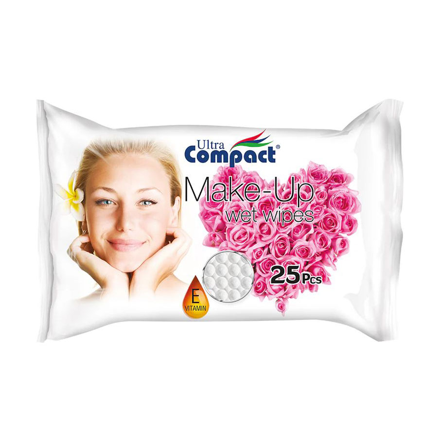 Вологі серветки для зняття макіяжу Ultra Compact Make-Up Wet Wipes Троянда, 25 шт