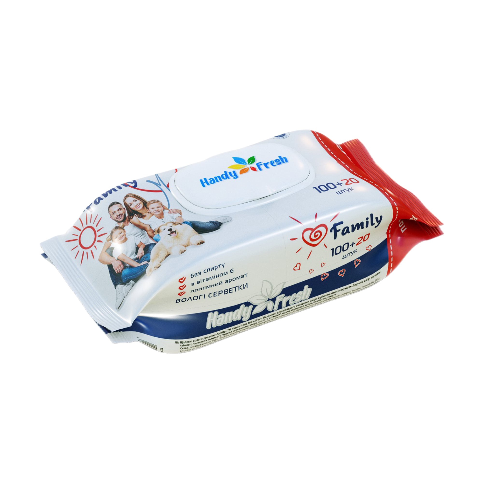 Вологі серветки Handy Fresh Family, 120 шт