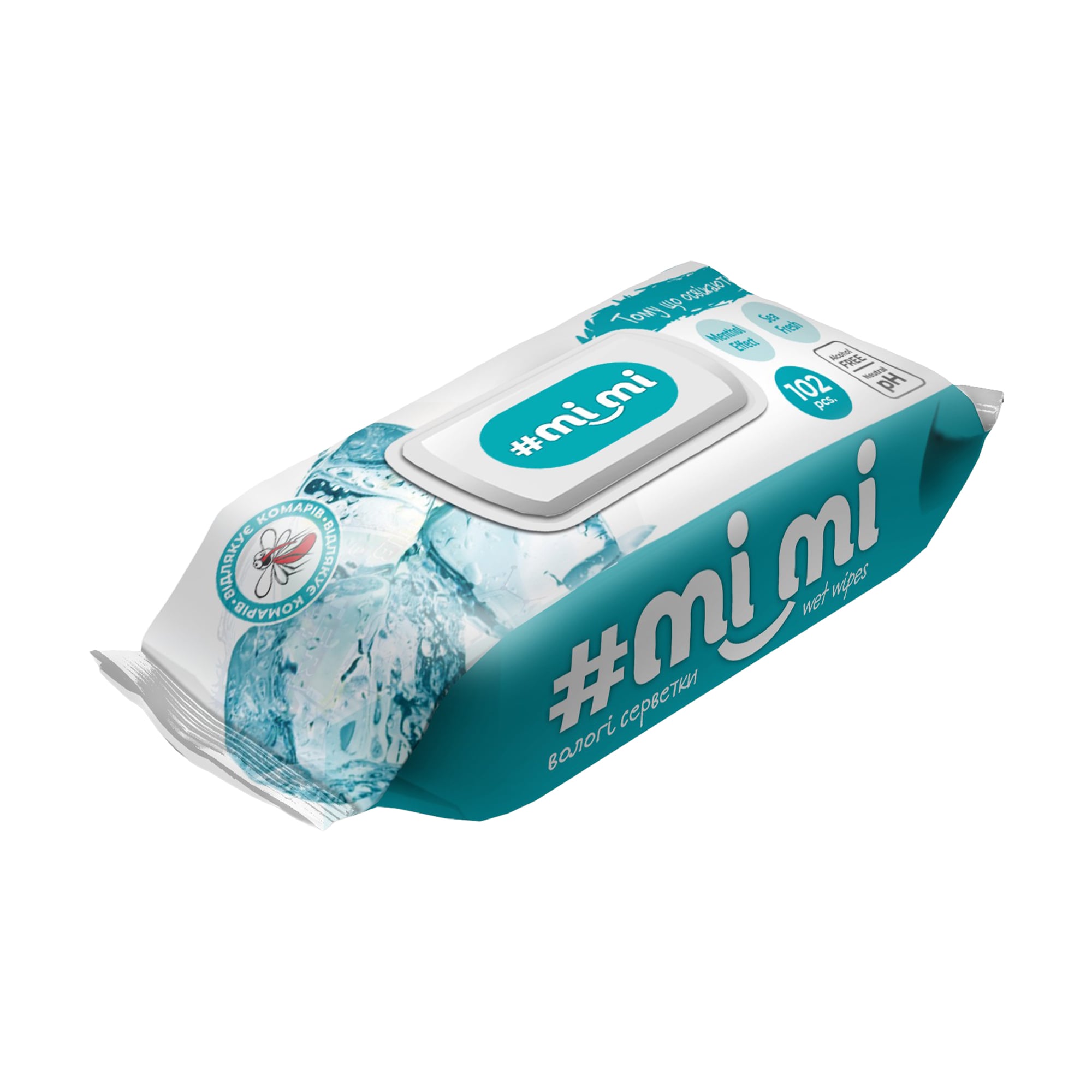 Вологі серветки Mi_Mi Охолоджувальні, з клапаном, 102 шт