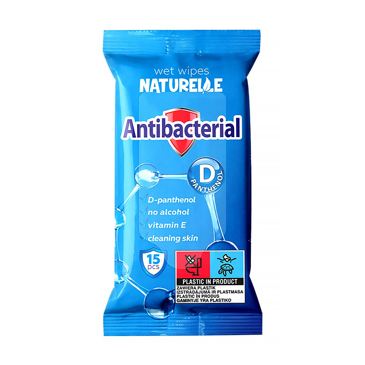 Вологі серветки Naturelle D-Panthenol Antibacterial Wet Wipes, 15 шт