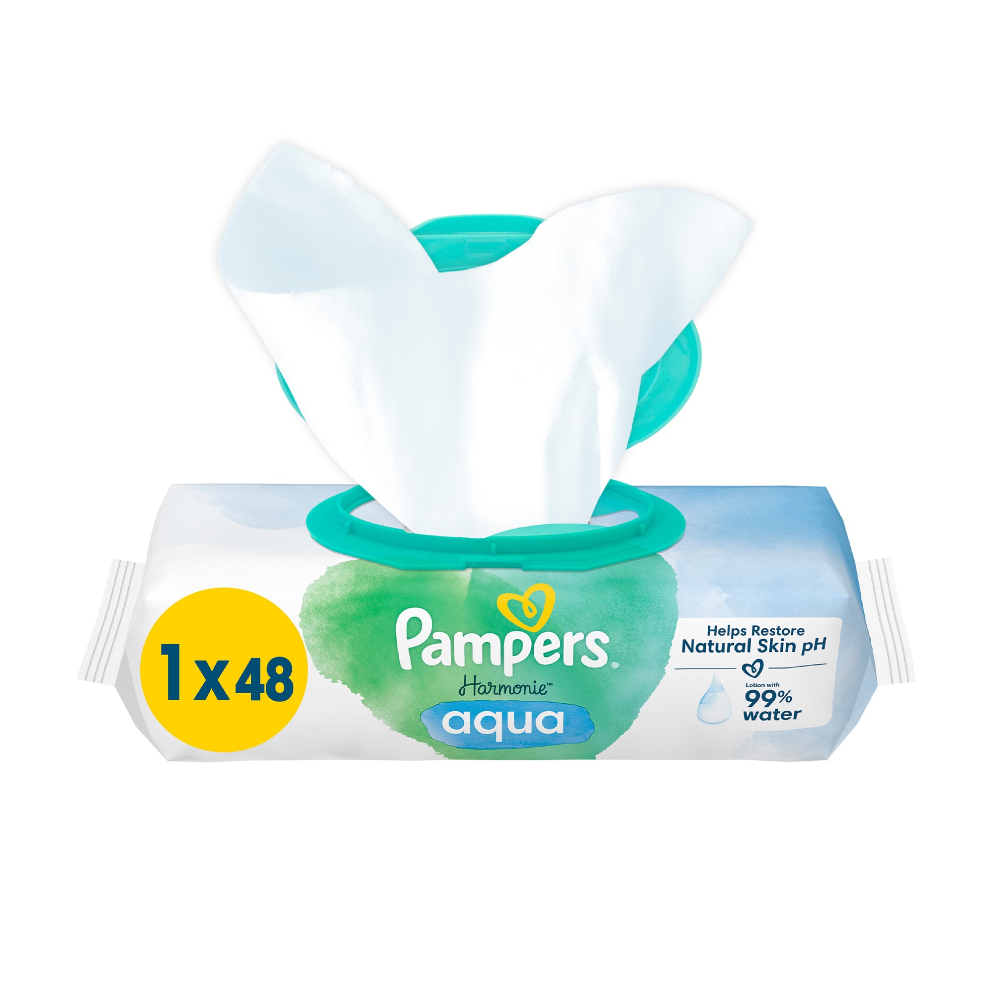 Вологі серветки Pampers Harmonie Aqua Baby Wipes, 48 шт