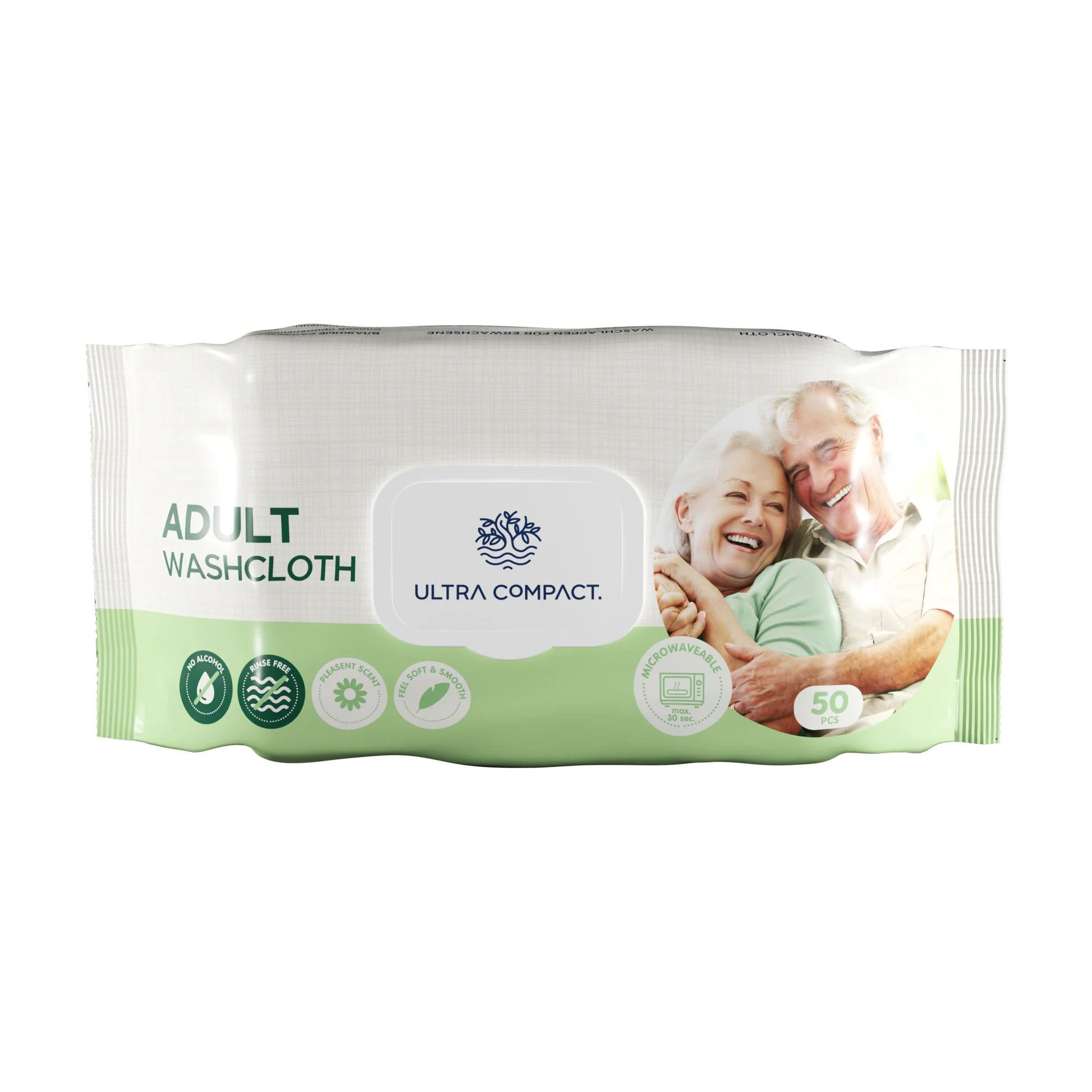 Вологі серветки-рушники для тіла Ultra Compact Adult Washcloth з клапаном, 50 шт