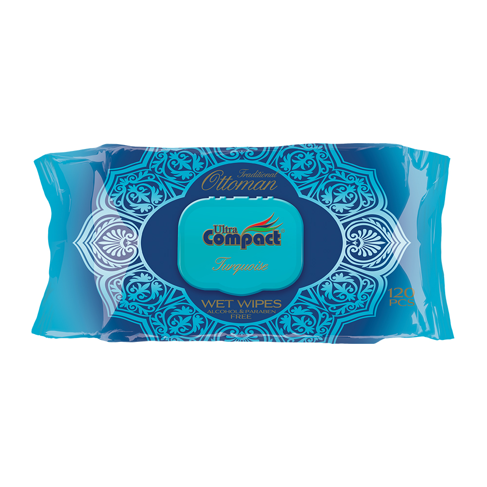 Вологі серветки Ultra Compact Ottoman Turquoise з клапаном, 120 шт