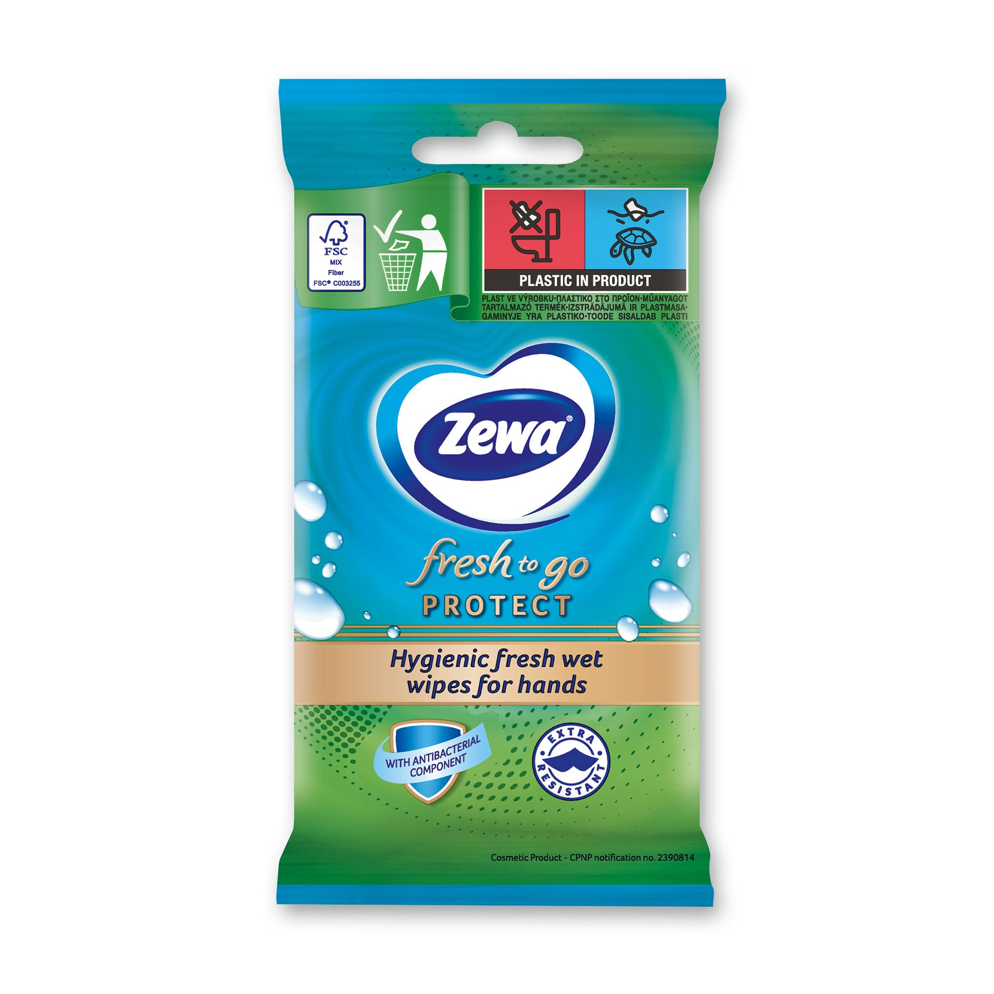 Вологі серветки Zewa Fresh to Go Protect, 10 шт