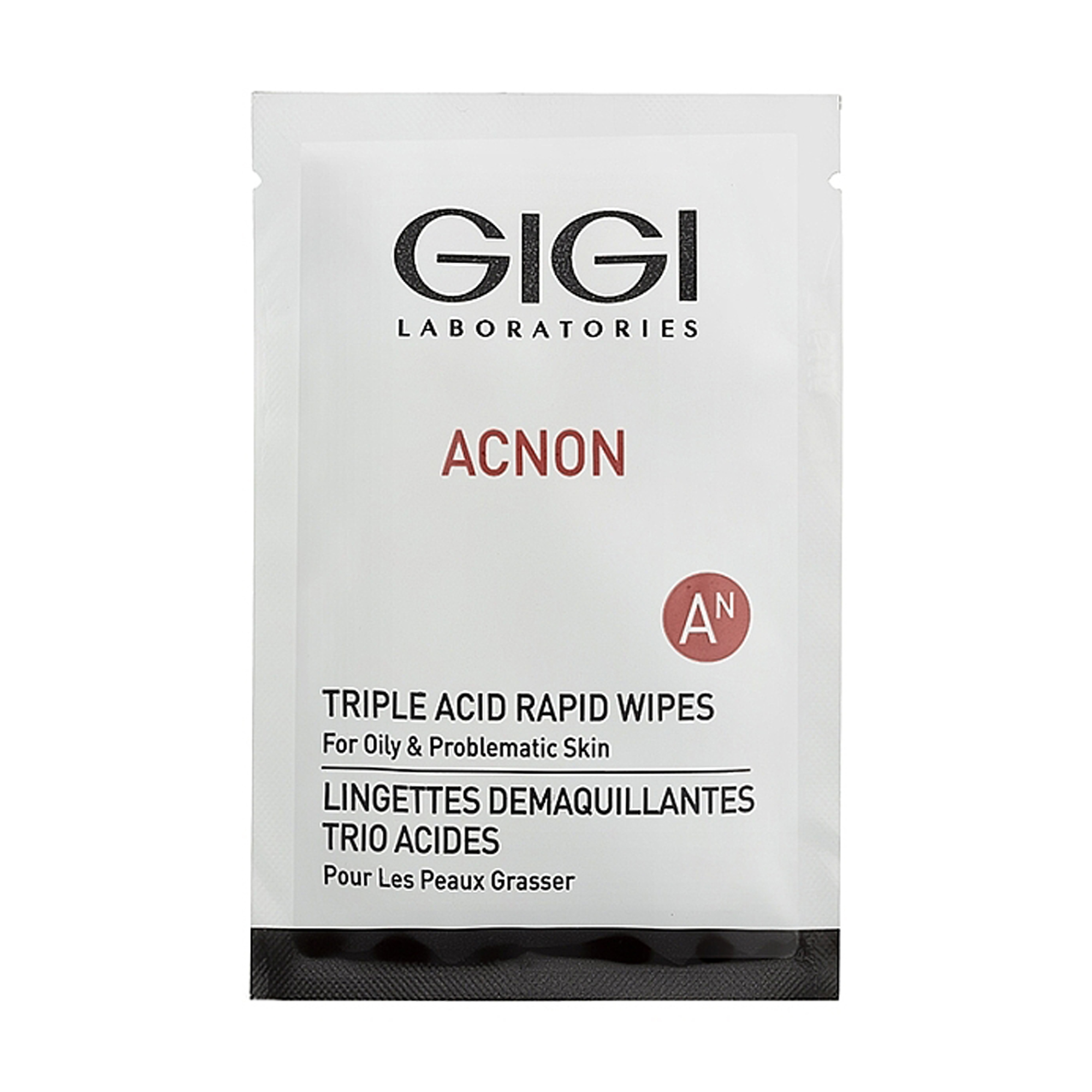 Вологі спонжі з кислотою Gigi Acnon Triple Acid Rapid Wipes для жирної та проблемної шкіри обличчя, 30 шт