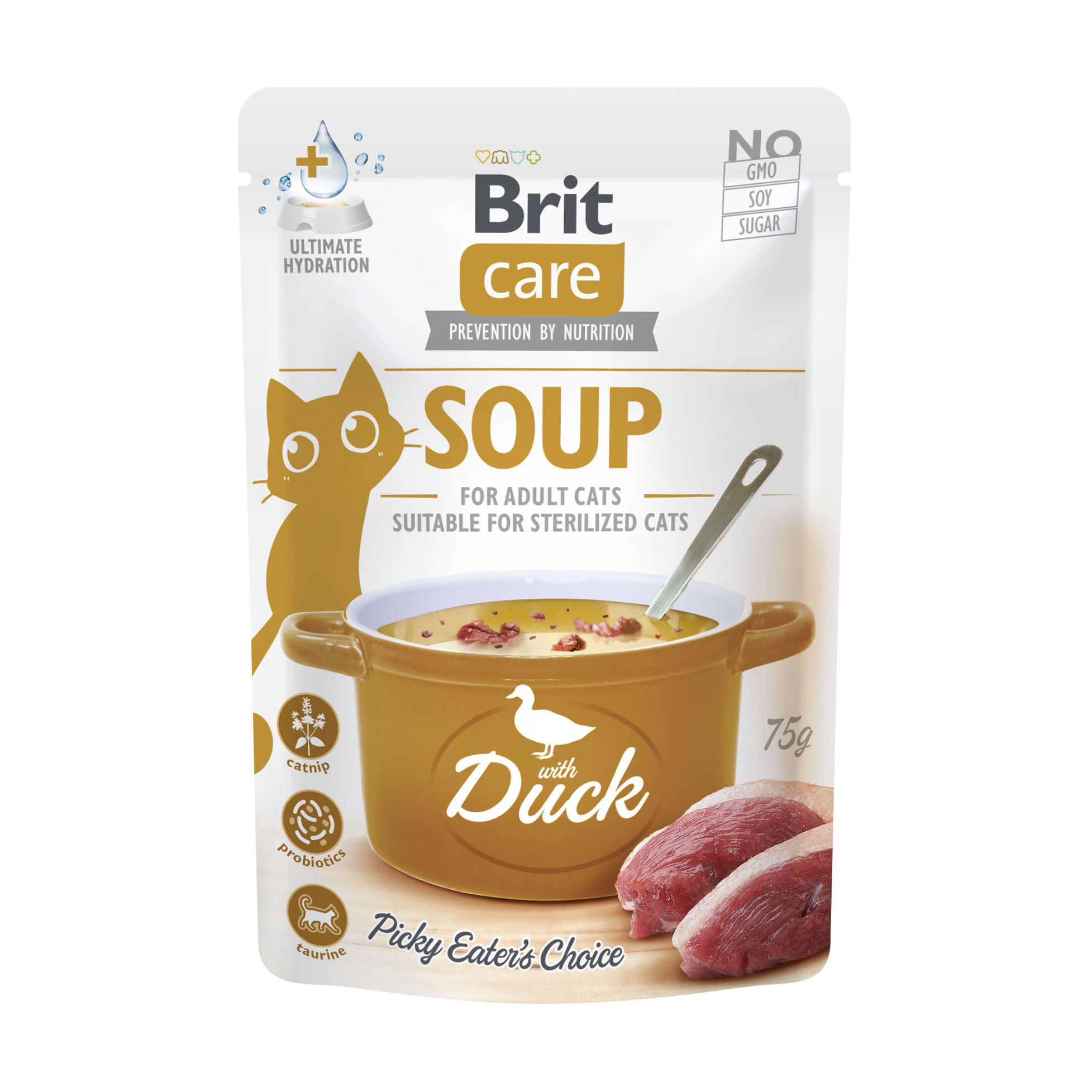 Вологий корм для дорослих кішок Brit Care Soup With Duck Суп з качкою, 75 г