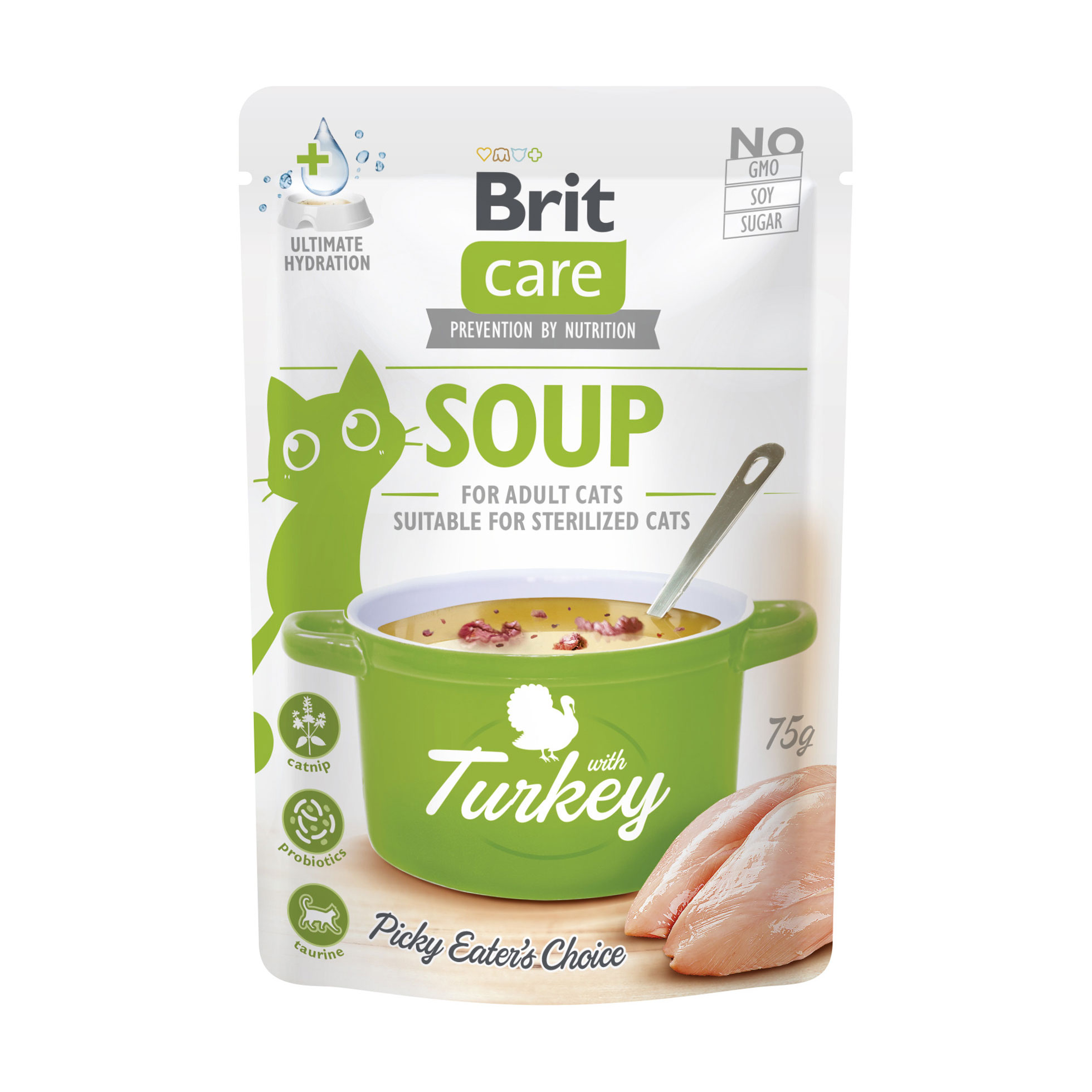 Вологий корм для дорослих кішок Brit Care Soup With Turkey Суп з індичкою, 75 г