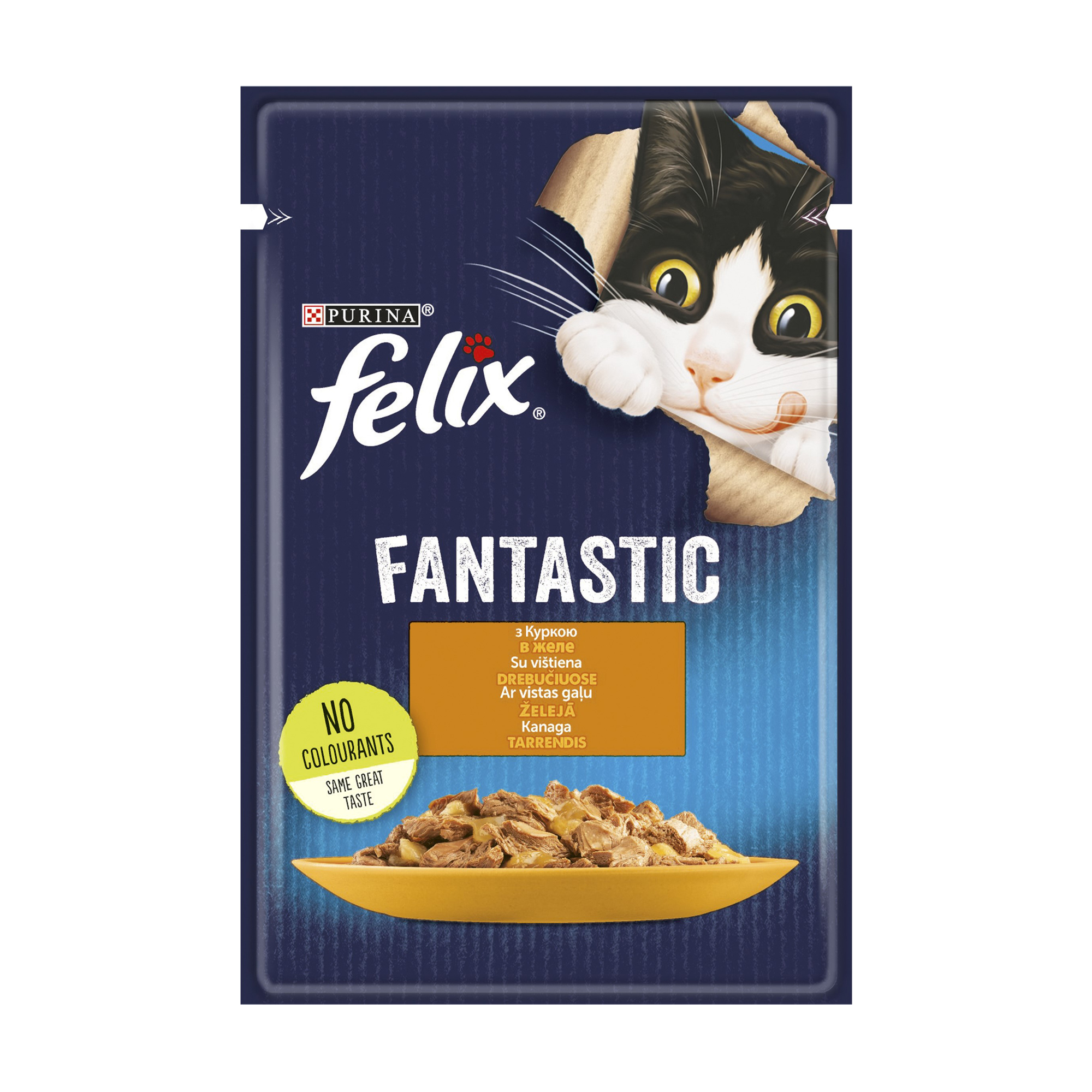 Вологий корм для дорослих кішок Felix Fantastic з куркою, шматочки в желе, 85 г