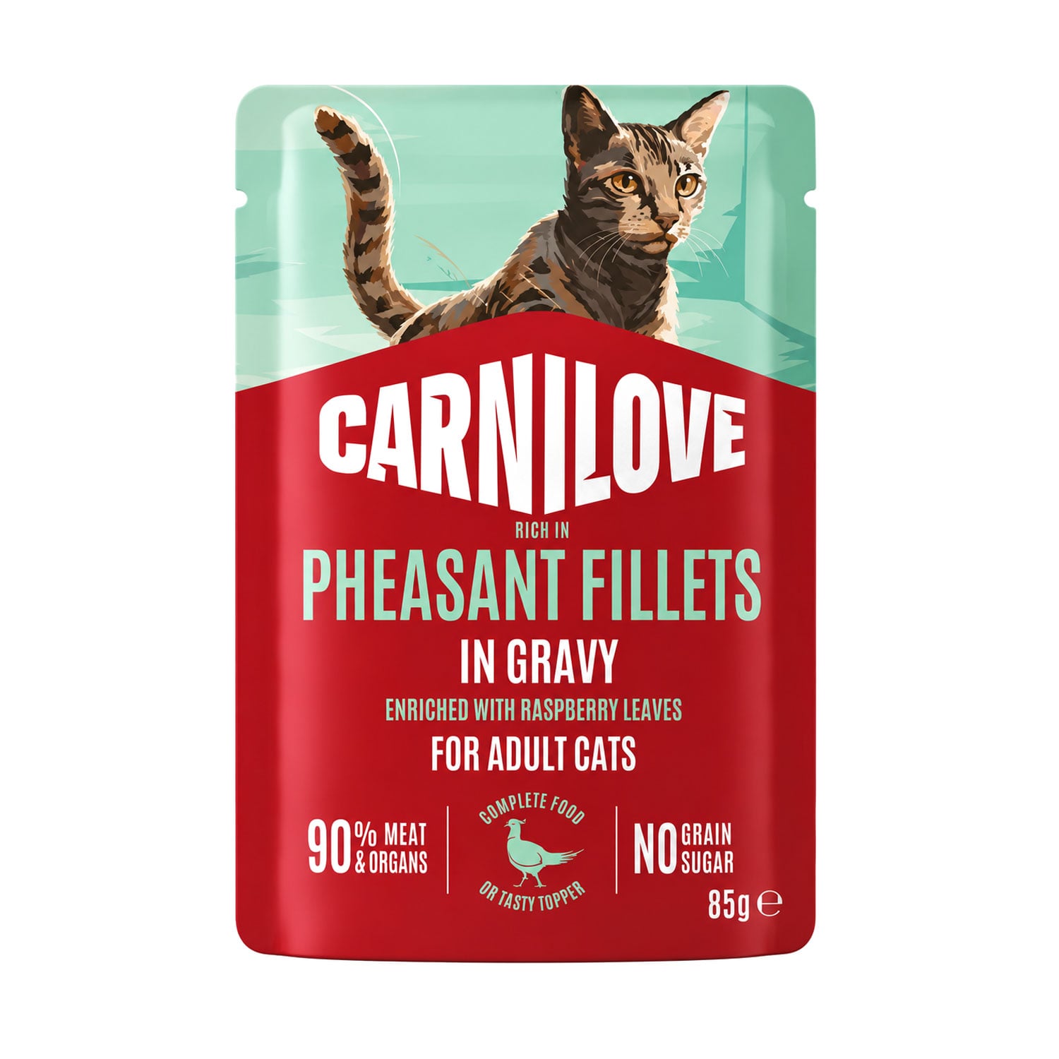 Вологий корм для дорослих котів Carnilove Pheasant Fillets with Raspberry Leaves In Gravy з фазаном та листям малини, в соусі, 85 г