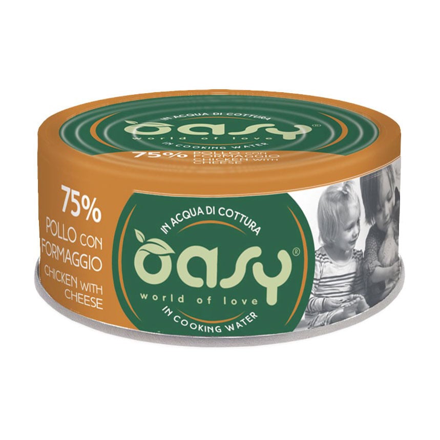 Вологий корм для дорослих котів Oasy Cat Wet More Love з куркою та сиром, 70 г