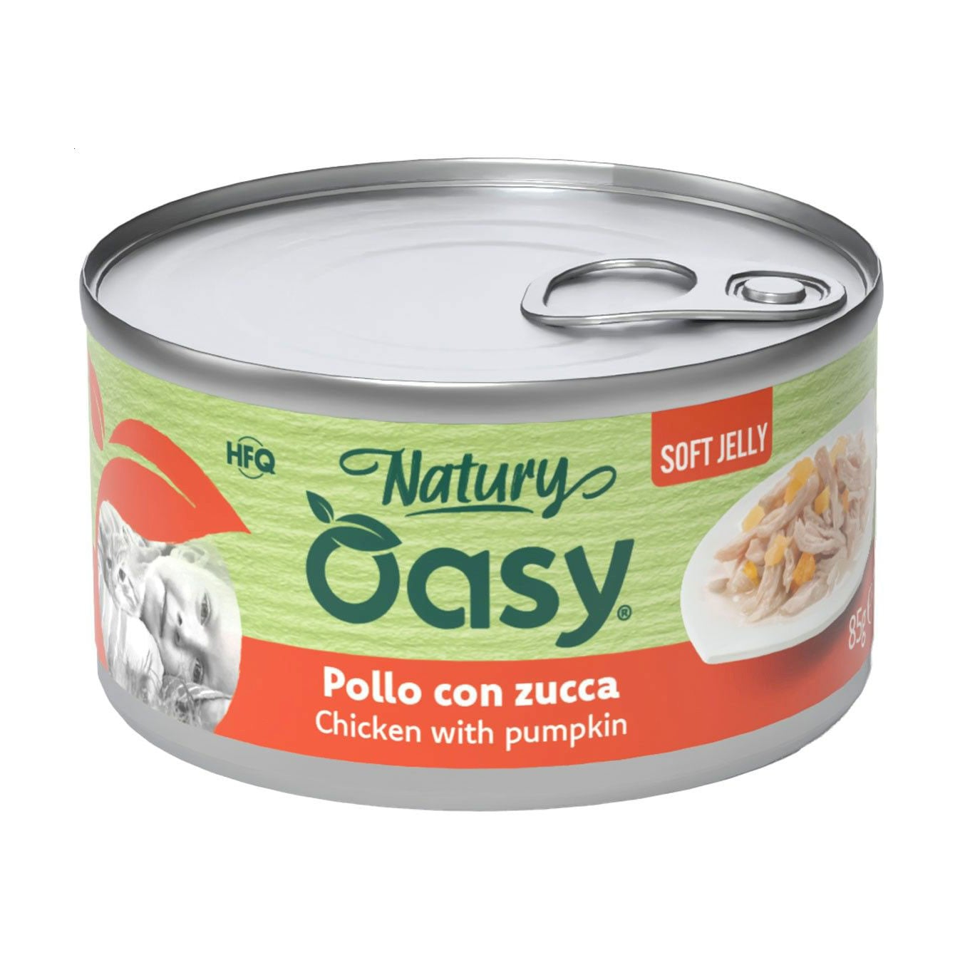 Вологий корм для дорослих котів Oasy Cat Wet Natury з куркою та гарбузом в желе, 85 г