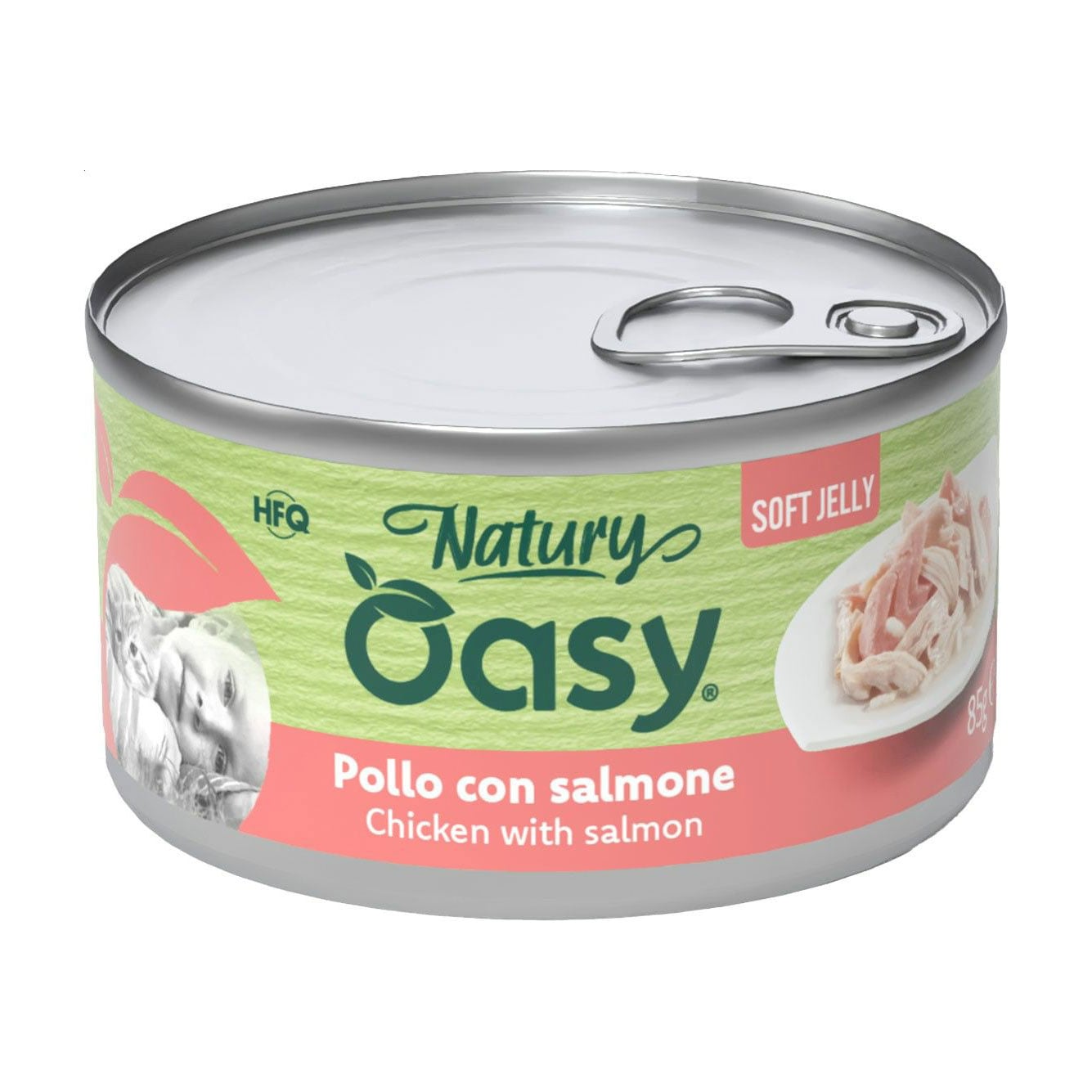 Вологий корм для дорослих котів Oasy Cat Wet Natury з куркою та лососем в желе, 85 г