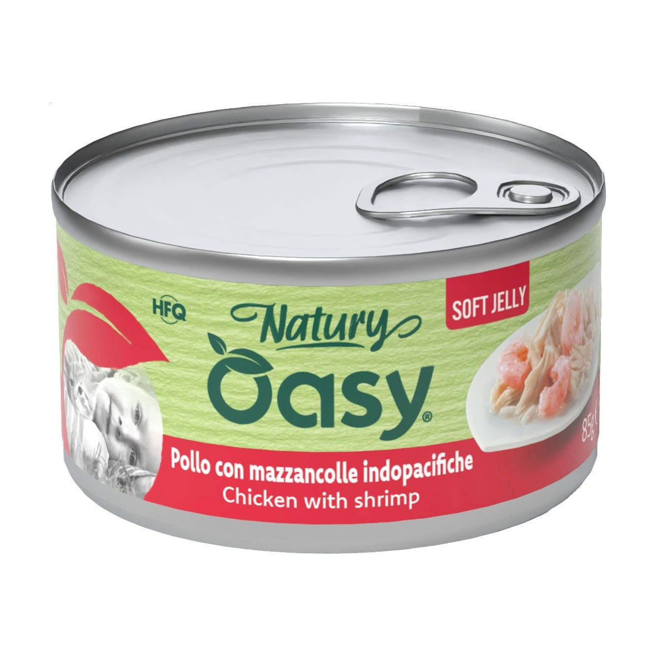 Вологий корм для дорослих котів Oasy Cat Wet Natury з куркою та креветками в желе, 85 г