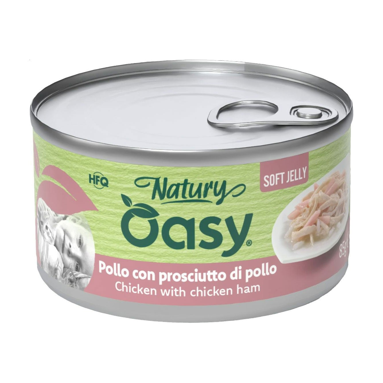 Вологий корм для дорослих котів Oasy Cat Wet Natury з куркою та шинкою в желе, 85 г
