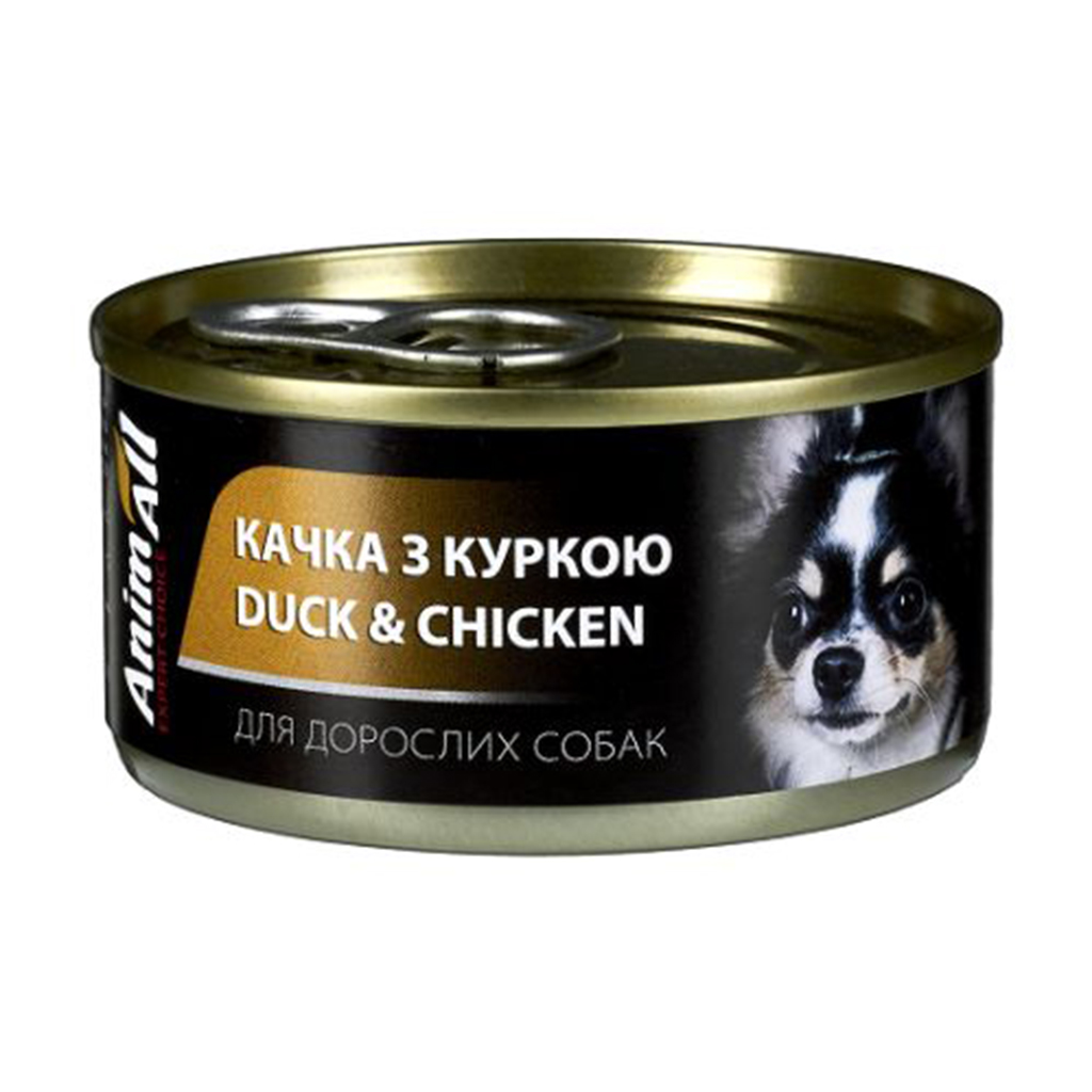 Вологий корм для дорослих собак AnimAll Качка з куркою в ніжному желе, 85 г