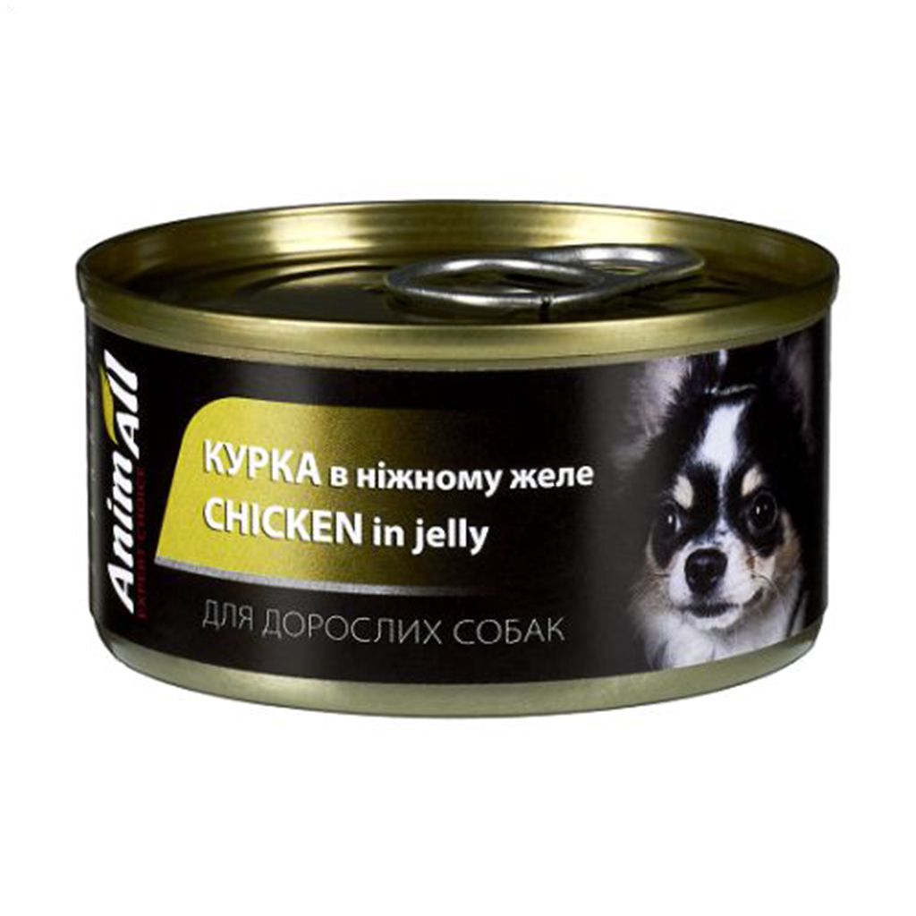 Вологий корм для дорослих собак AnimAll Курка в ніжному желе, 85 г