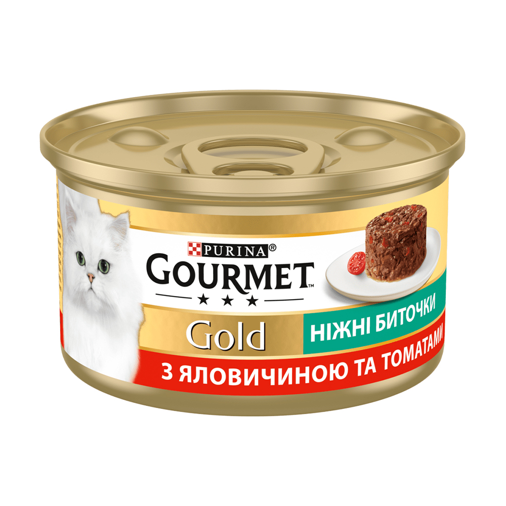 Вологий корм для кішок Purina Gourmet Gold Ніжні биточки з яловичиною та томатами, 85 г