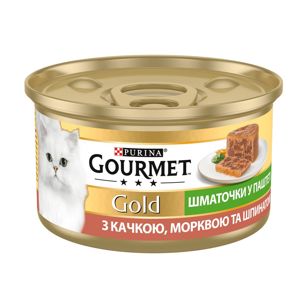Вологий корм для кішок Purina Gourmet Gold з качкою, морквою та шпинатом, 85 г