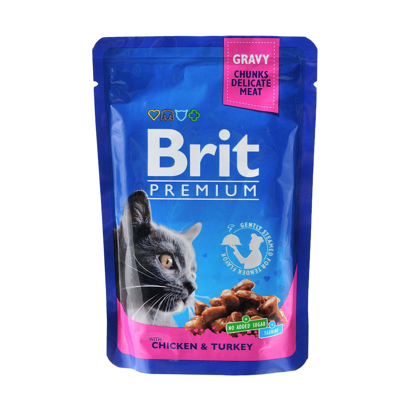 Вологий корм для кішок всіх порід Brit Premium By Nature з куркою та індичкою, 100 г