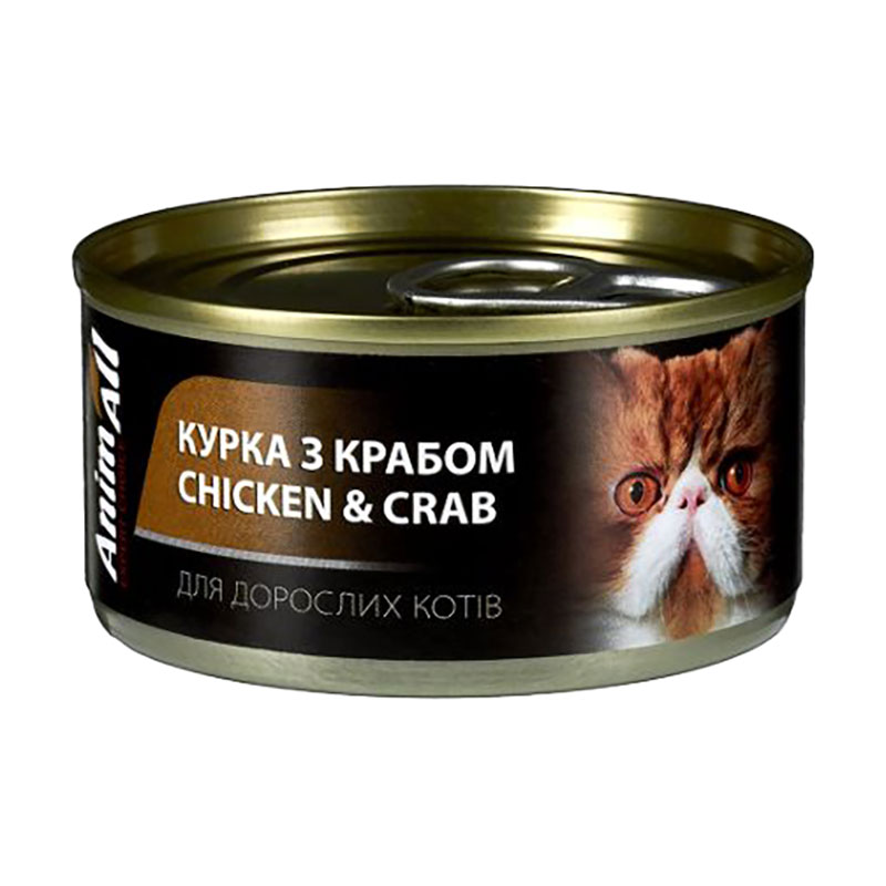 Вологий корм для котів AnimAll Курка з крабом, 85 г