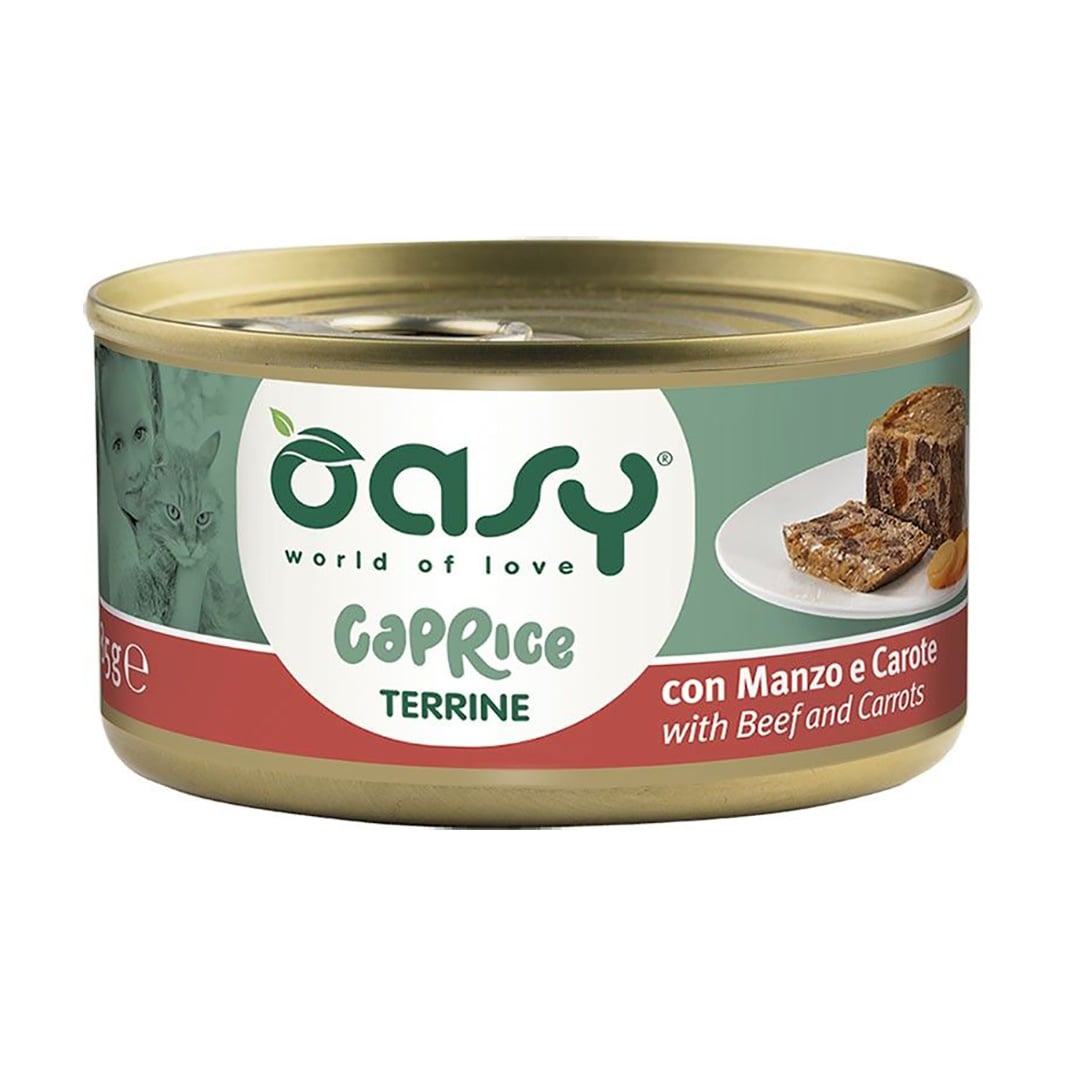 Вологий корм для котів Oasy Caprice Terrine з яловичиною та морквою, 85 г