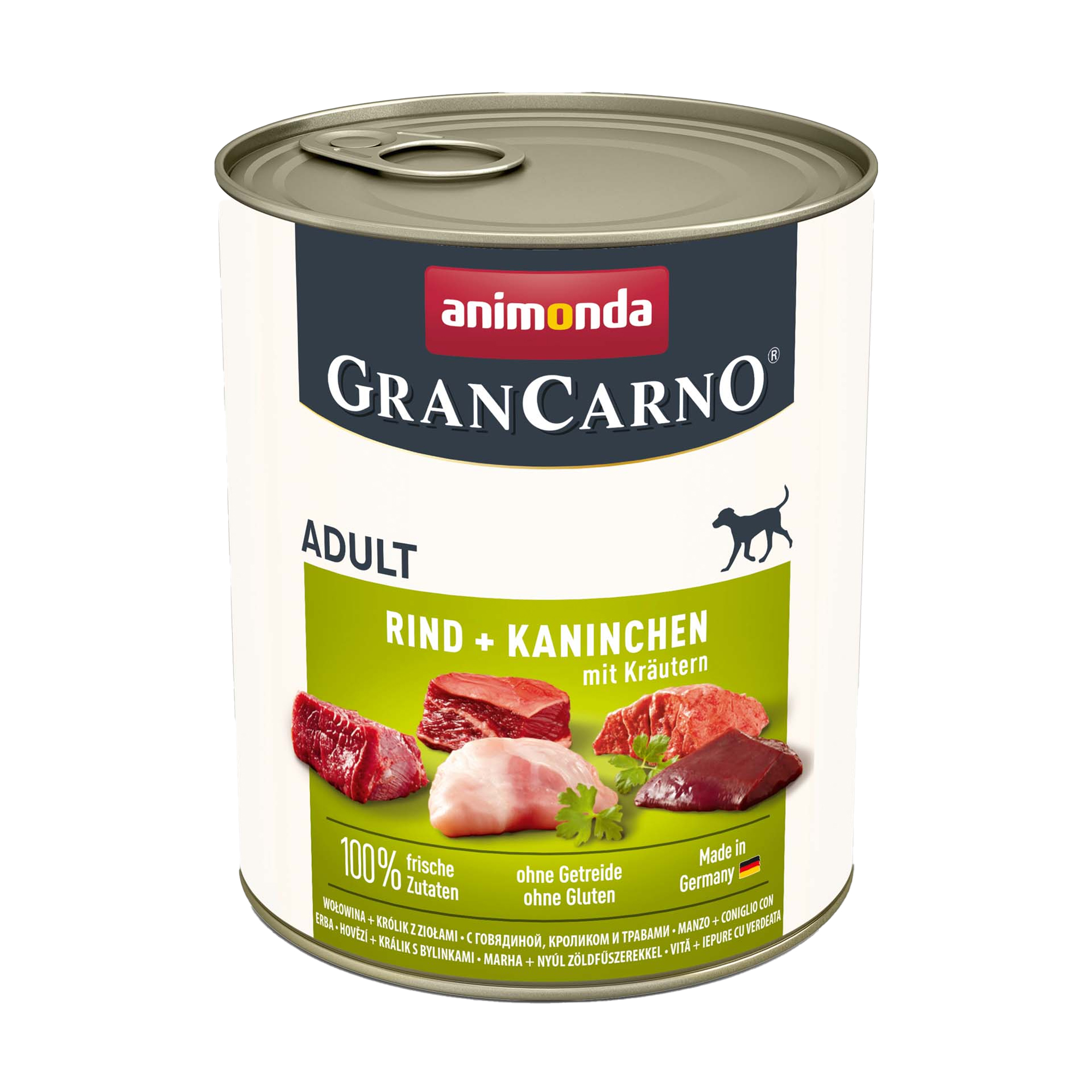 Вологий корм для собак Animonda GranCarno Adult Beef + Rabbit with Herbs з яловичиною, кроликом та травами, 800 г