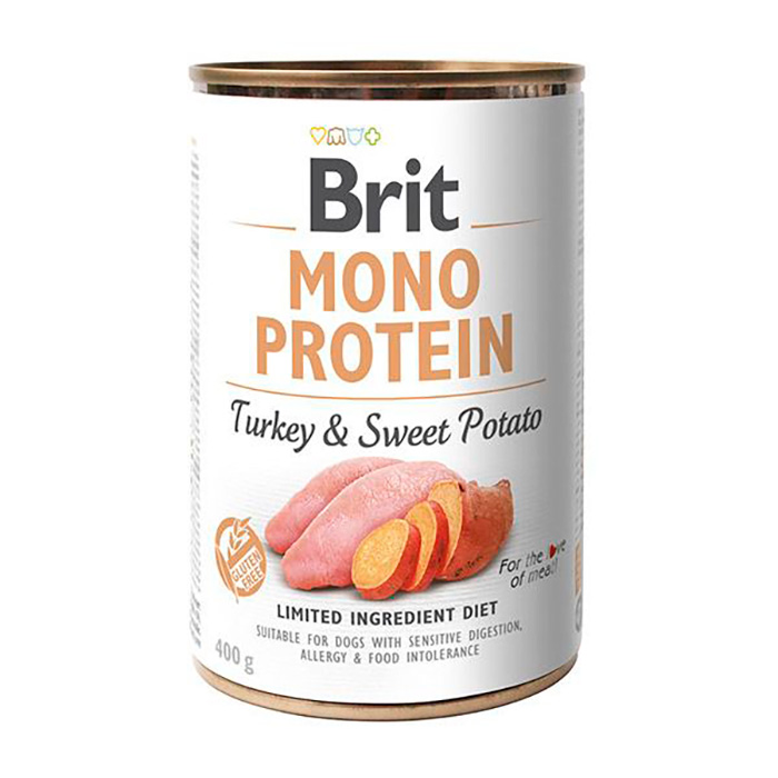 Вологий корм для собак Brit Mono Protein з індичкою та бататом, 400 г
