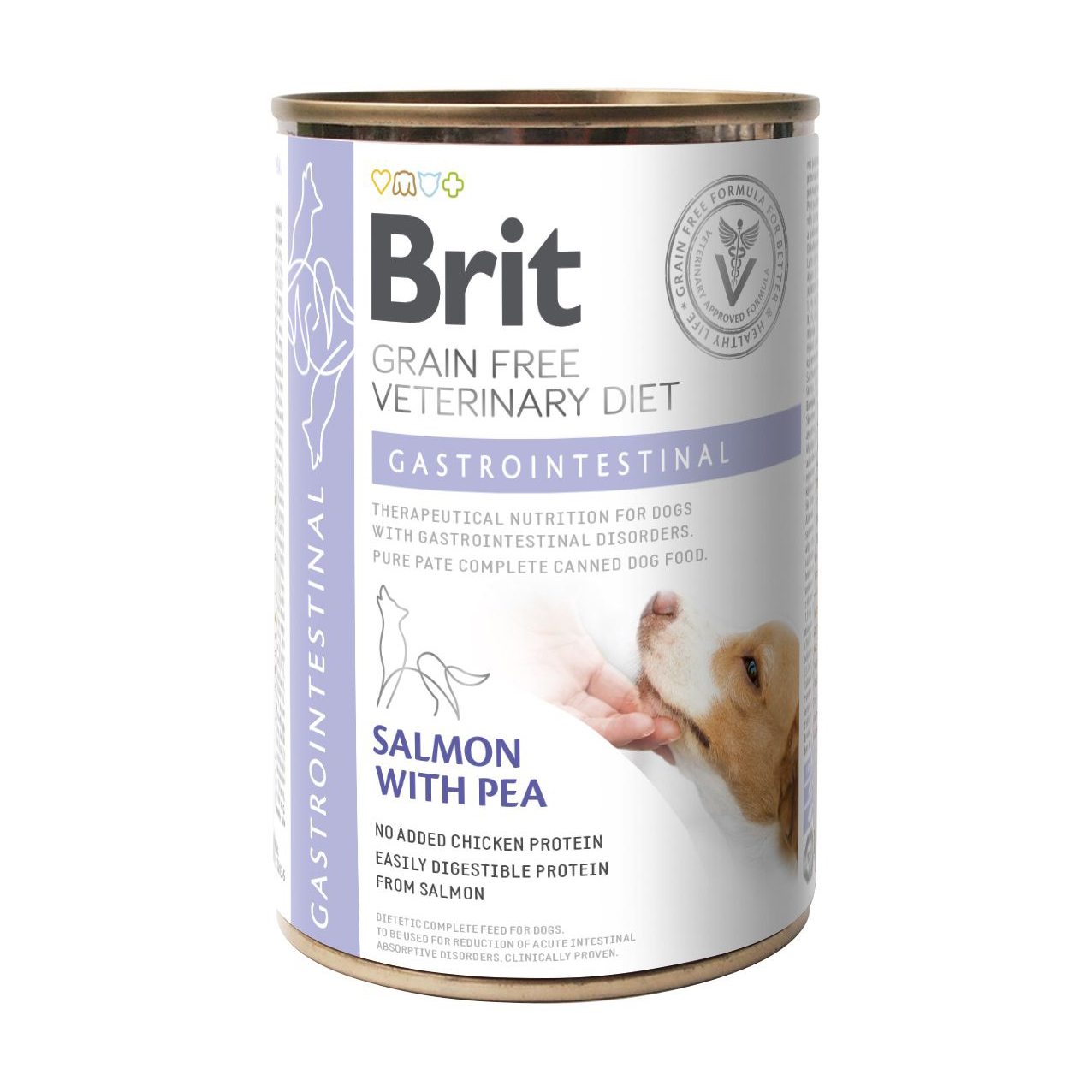 Вологий корм для собак Brit Veterinary Diet Gastrointestinal для шлунково-кишкового тракту, лосось та горох, 400 г