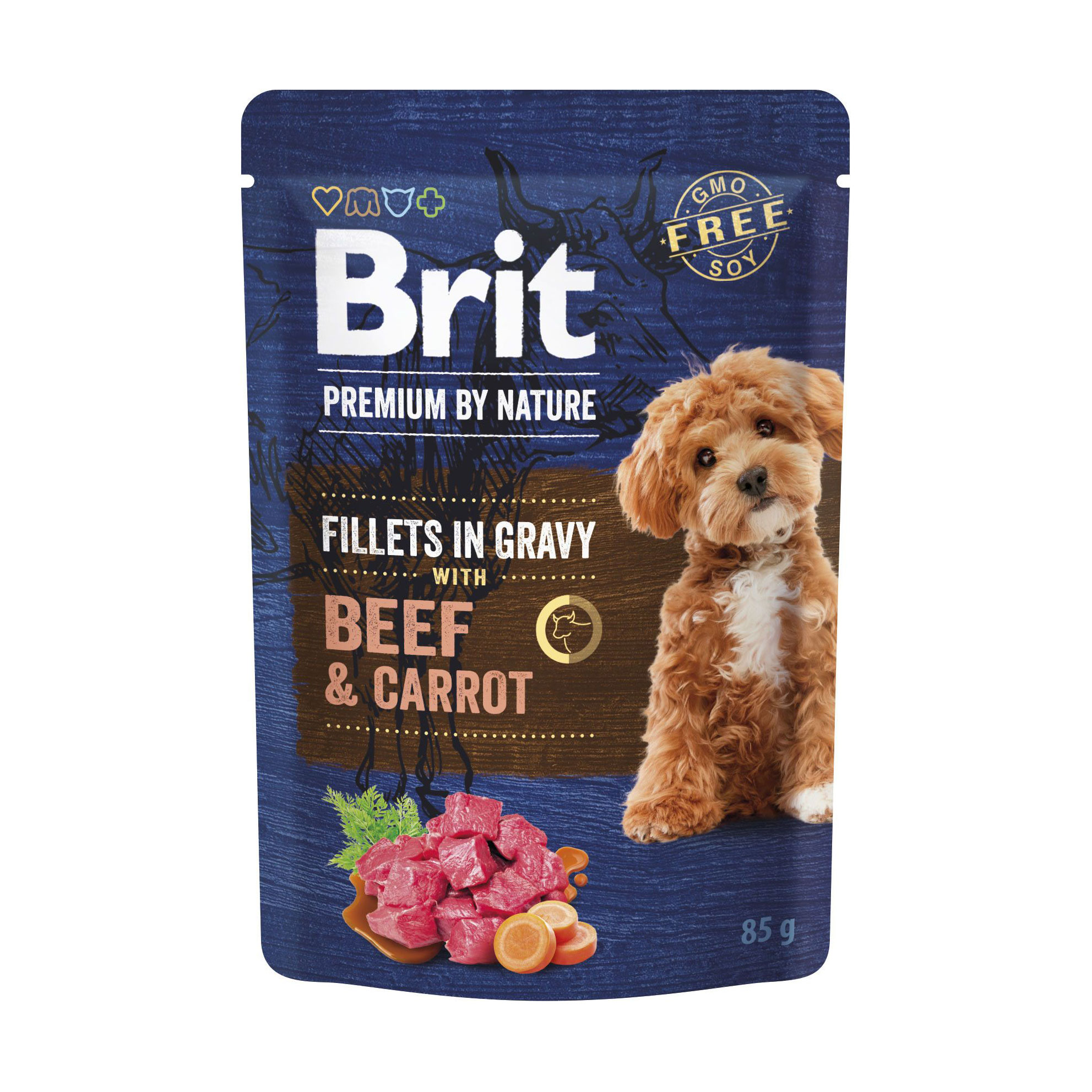 Вологий корм для собак малих порід Brit Premium Fillets In Gravy Beef &amp; Carrot, 85 г
