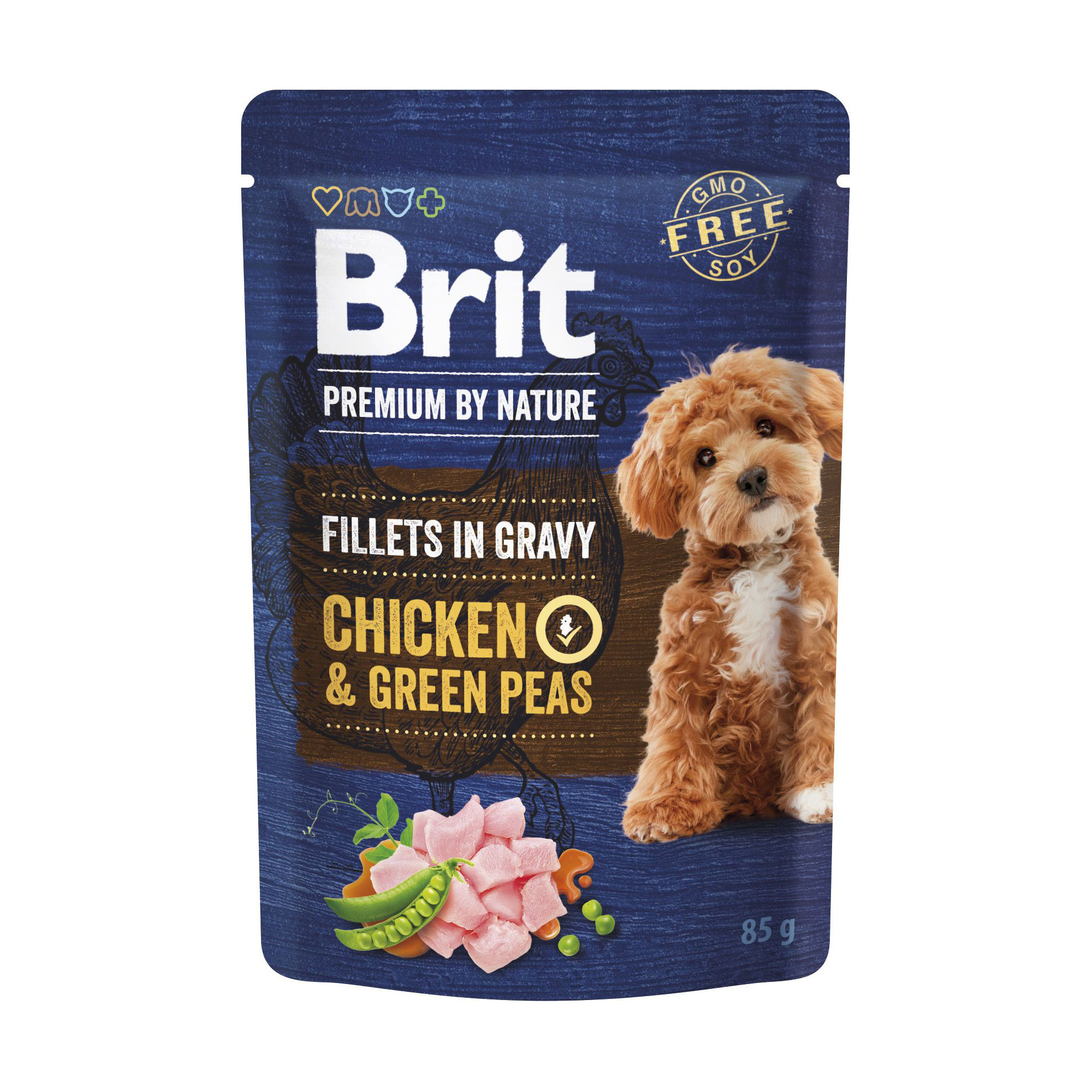 Вологий корм для собак малих порід Brit Premium Fillets In Gravy Chicken &amp; Green Peas, 85 г