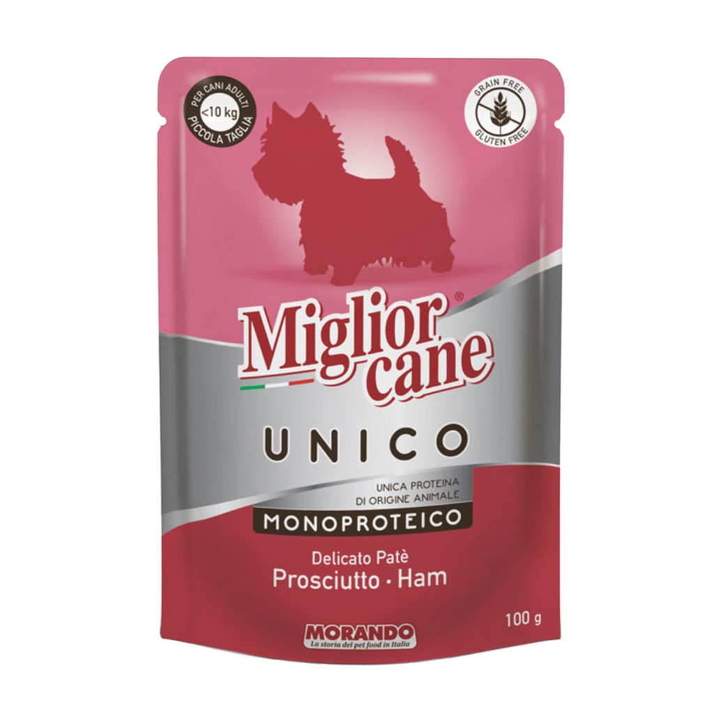 Вологий корм для собак малих порід Morando Migliorcane Unico Паштет з прошутто, 100 г