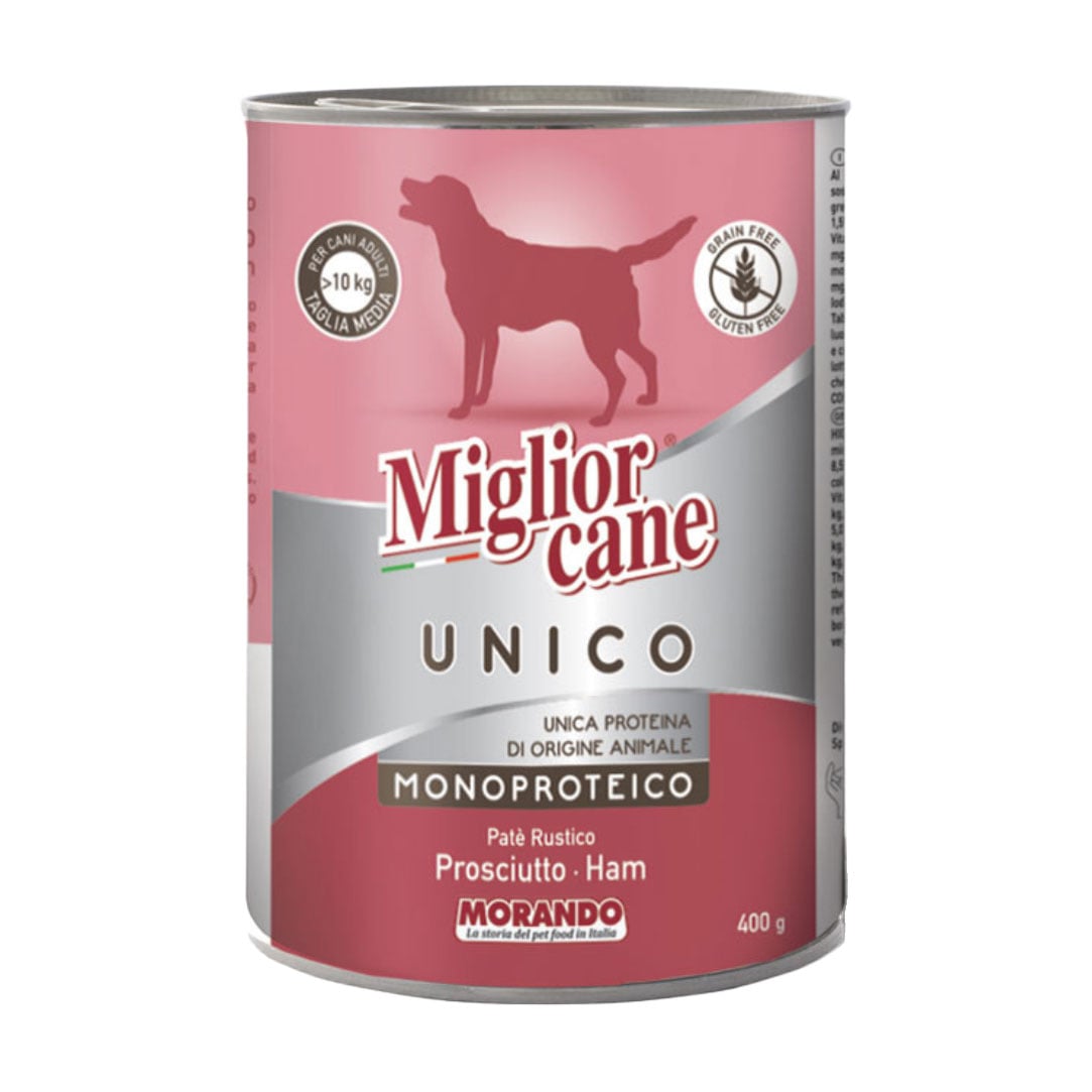 Вологий корм для собак усіх порід Morando Migliorcane Unico Rustic Паштет з прошутто, 400 г