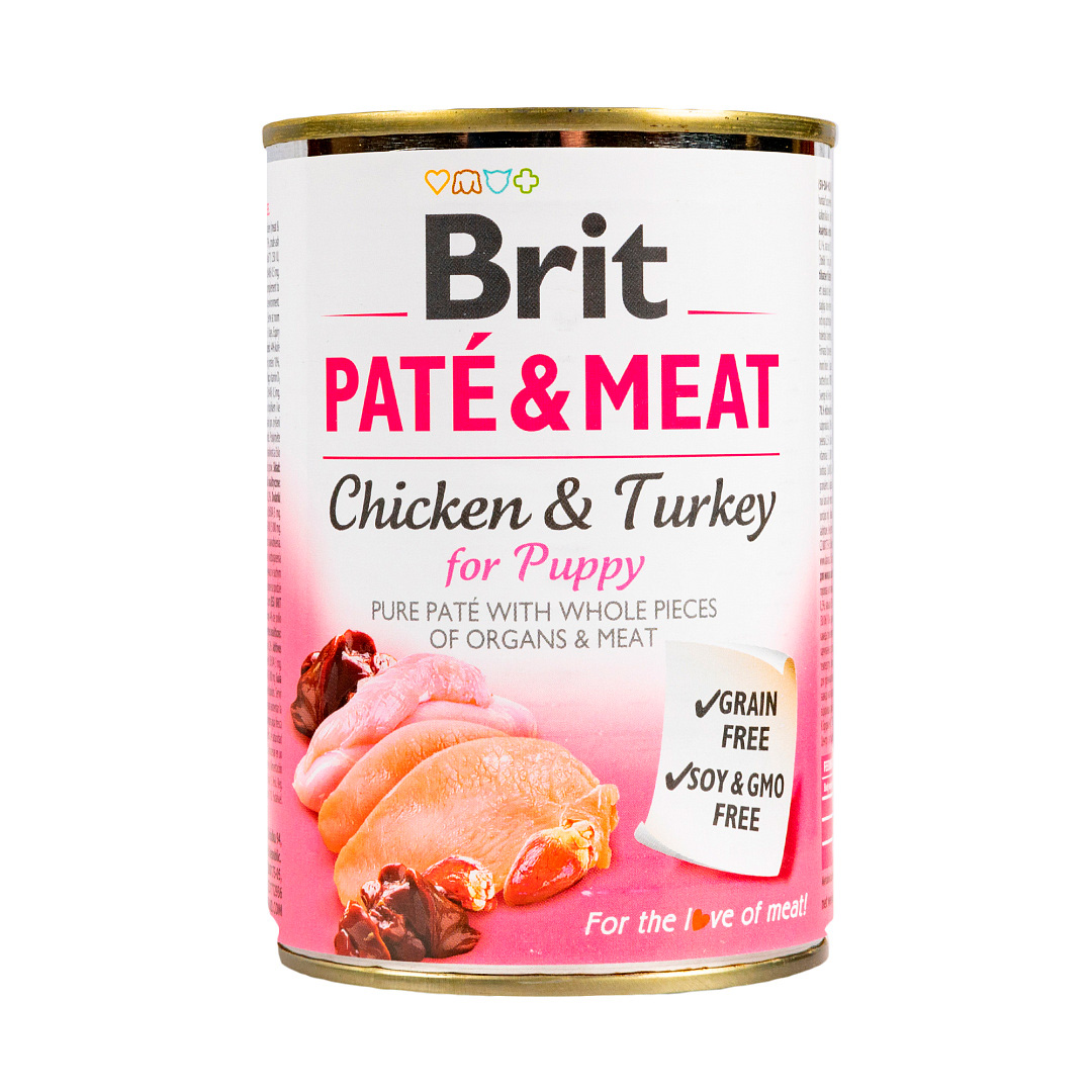Вологий корм для цуценят Brit Pate &amp; Meat з куркою та індичкою, 400 г