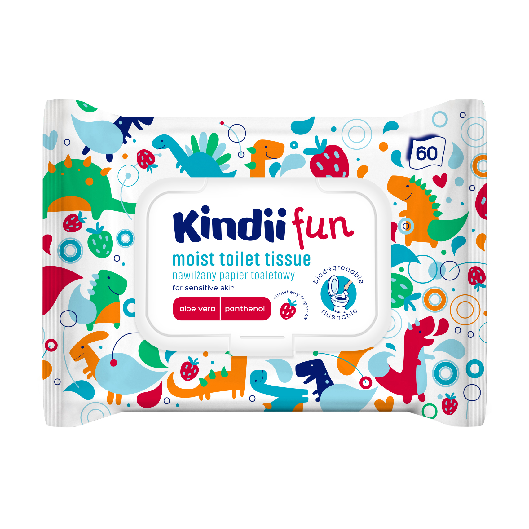 Вологий туалетний папір Cleanic Kindii Fun, 60 шт