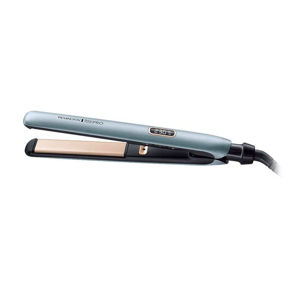 Вирівнювач для волосся Remington Shine Therapy PRO, з дисплеєм, блакитний (S9300)