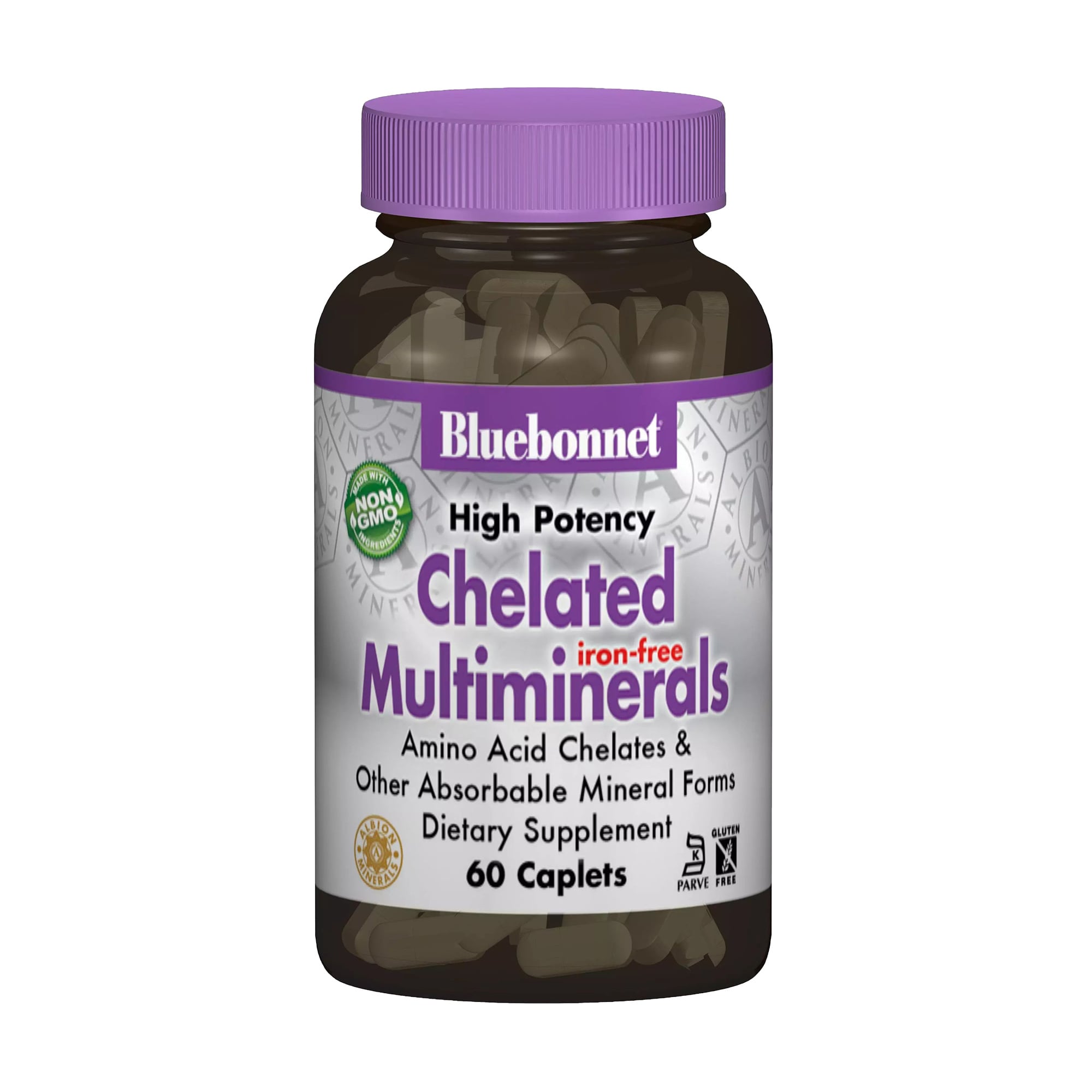 Взаємодійні мінерали Bluebonnet Nutrition Chelated Multiminerals Iron-Free без заліза, 60 каплет