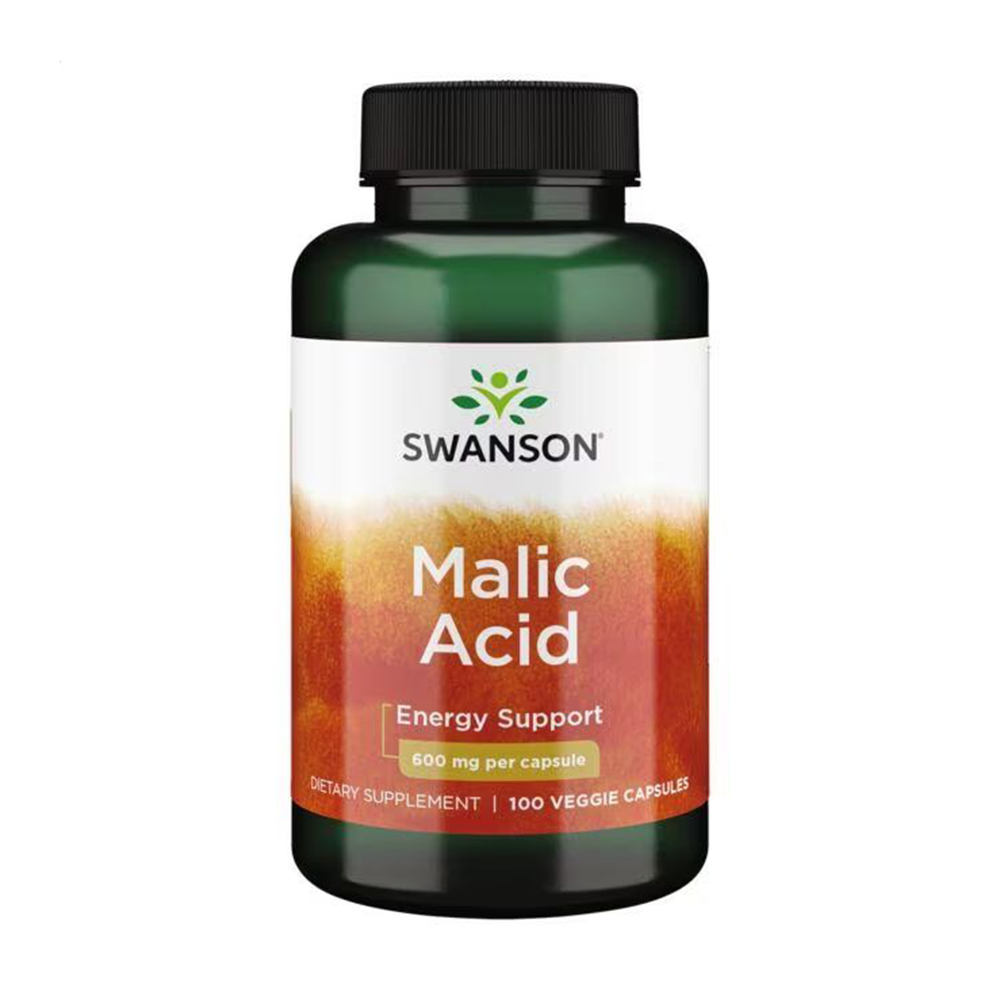 Яблучна кислота Swanson Malic Acid 600 мг, 100 вегетаріанських капсул