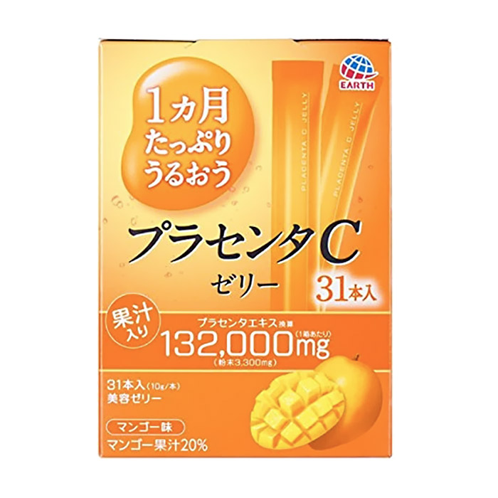 Японська питна плацента у формі желе Earth Placenta C Jelly Mango зі смаком манго, на 31 день, 310 г