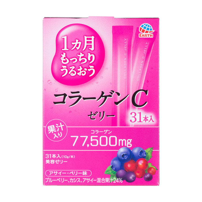 Японський питний колаген у формі желе Earth Collagen C Jelly зі смаком лісових ягід, на 31 день, 310 г
